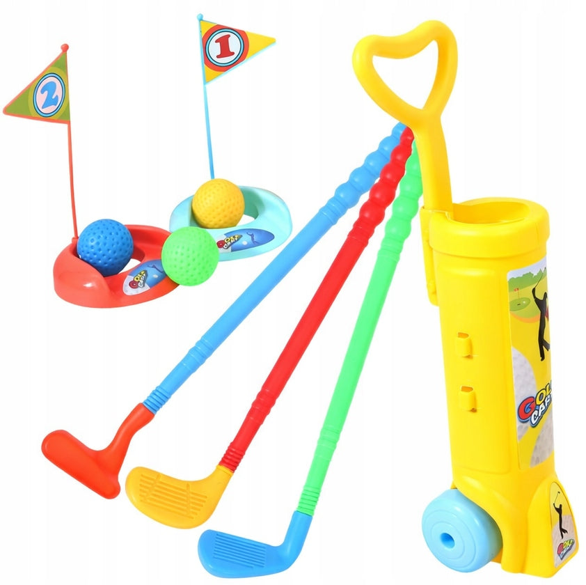 GOLF GAME GOLF FOR KIDS SET CLUBS BALLS HOLES MINI GOLF CART