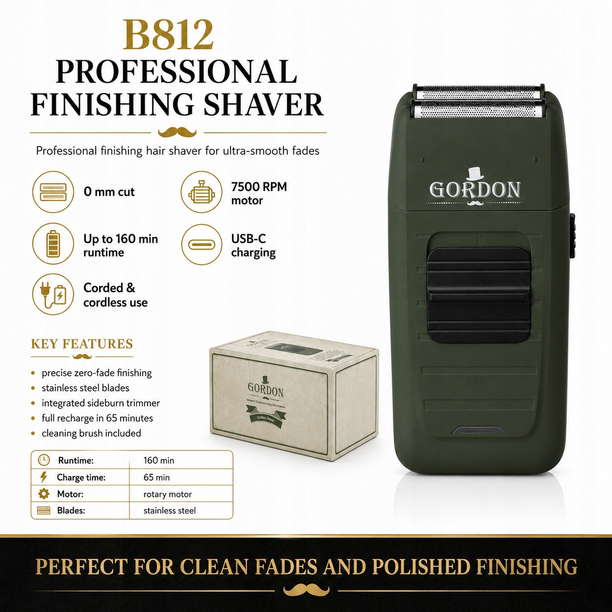 GORDON Professional hair shaver, extremely smooth transitions Type foil