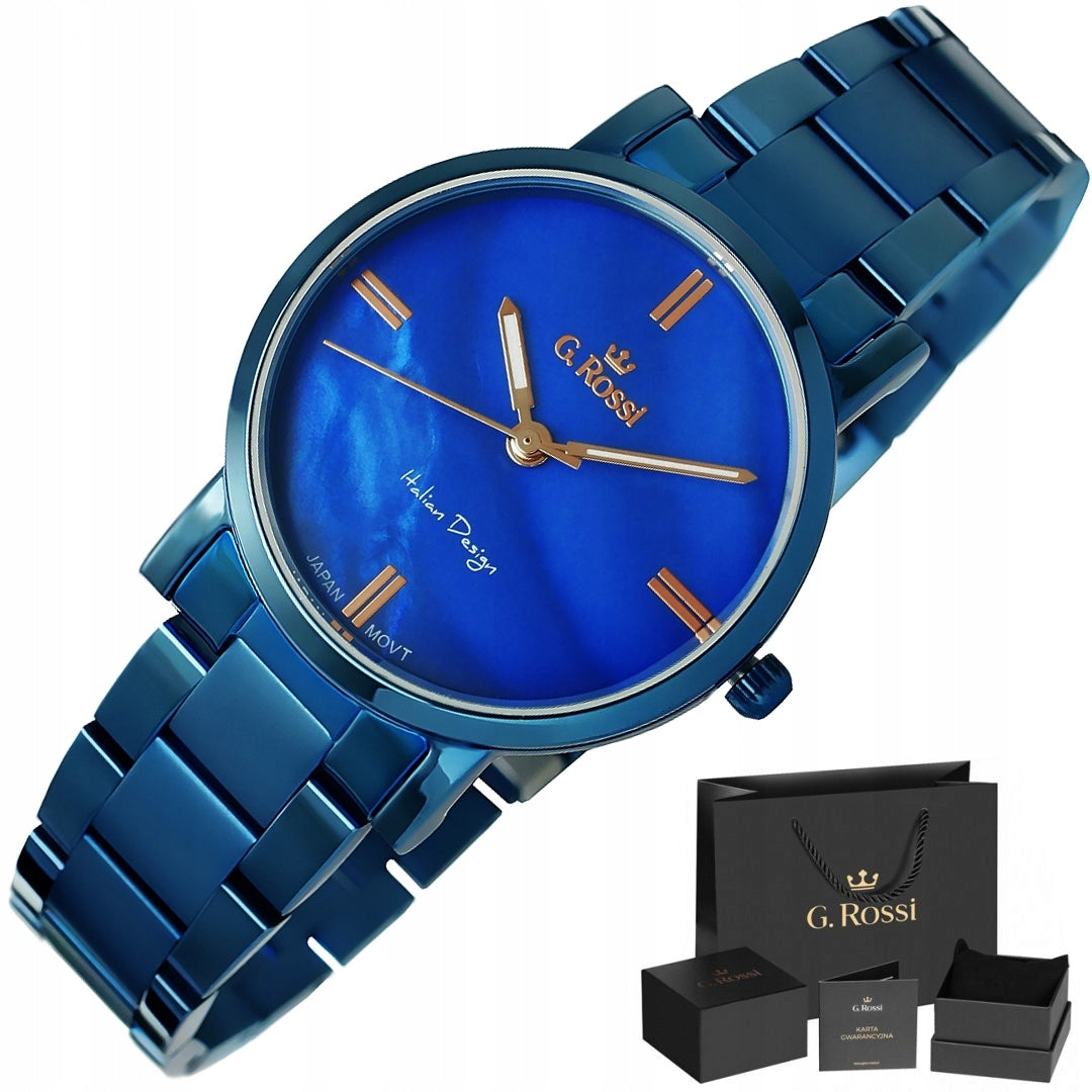 GORGEOUS BLUE WOMEN'S WATCH - ROUND CASE - BRACELET Brand G. Rossi
