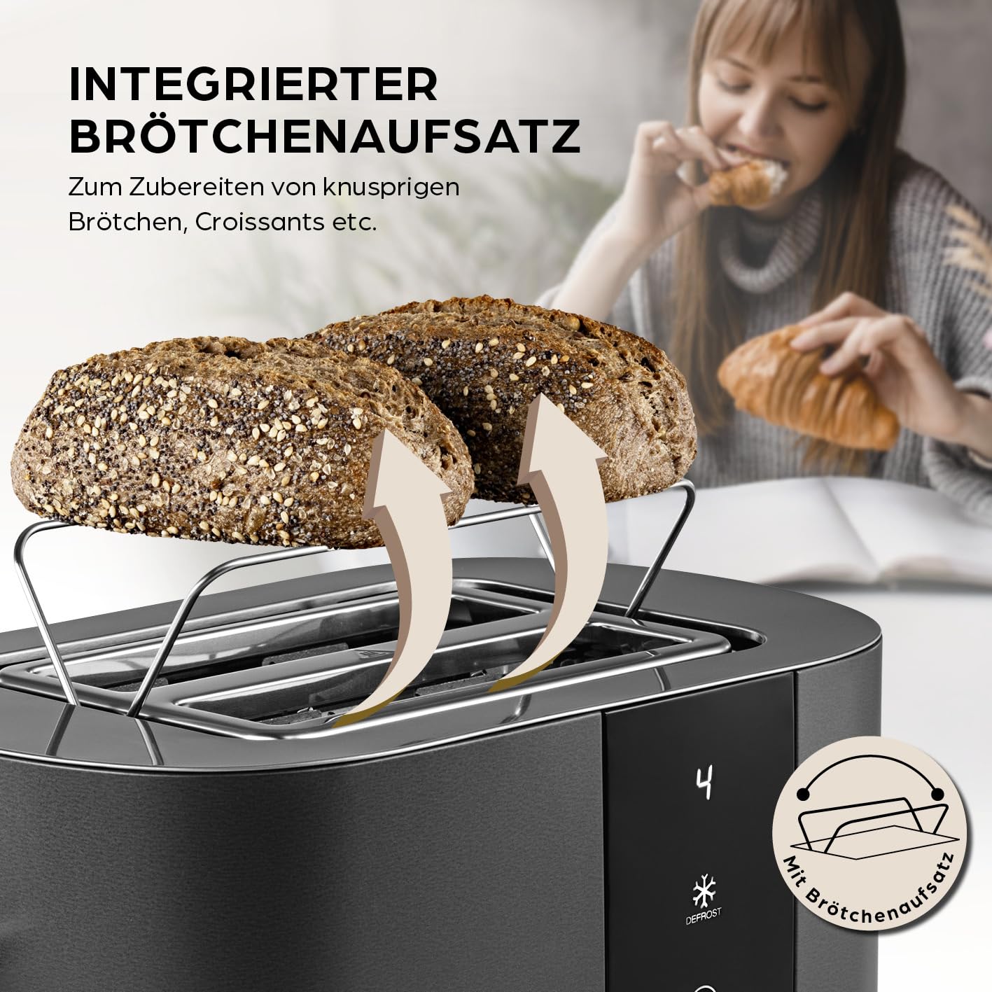 GOURMETmaxx toaster 2 slices grey 800W touch screen 15679 Brand Gourmetmaxx