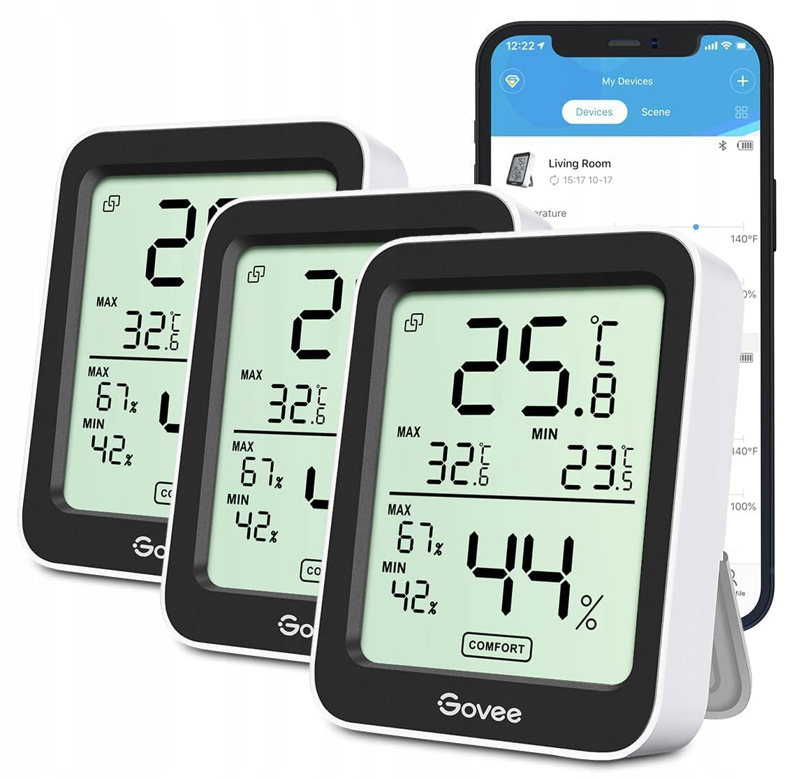GOVEE THERMOMETER WITH HYGROMETER, MINI DIGITAL LCD THERMOMETER