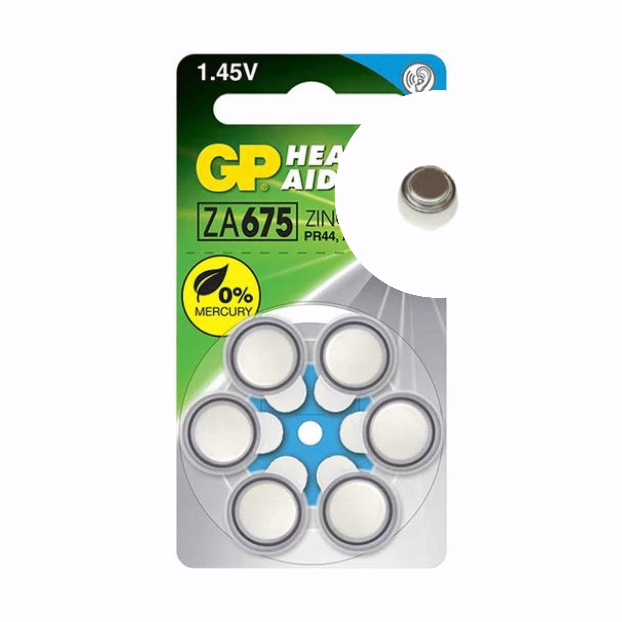 GP Efficient Zinc Air Battery PR44 (ZA675F) Set of 6 Packaging status original