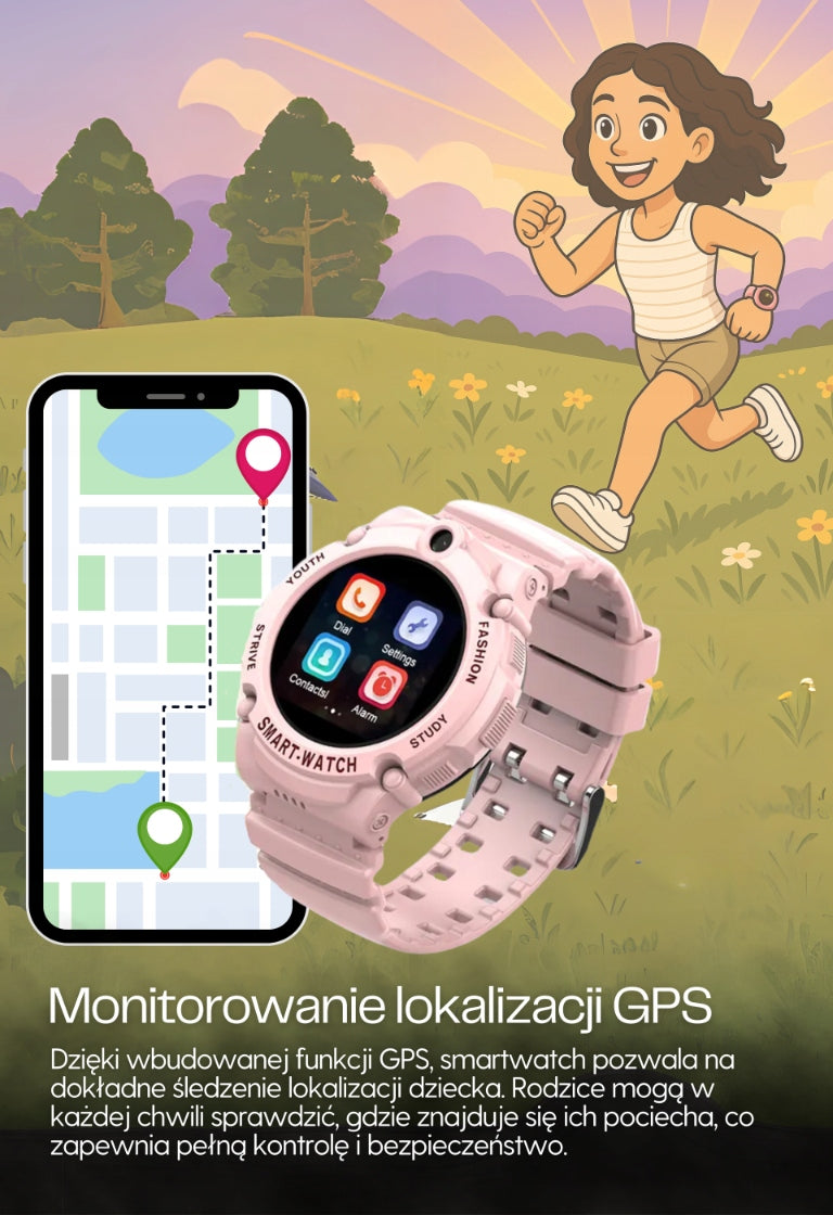 GPS Smartwatch for Girls Pink with Location Brand Watchmark