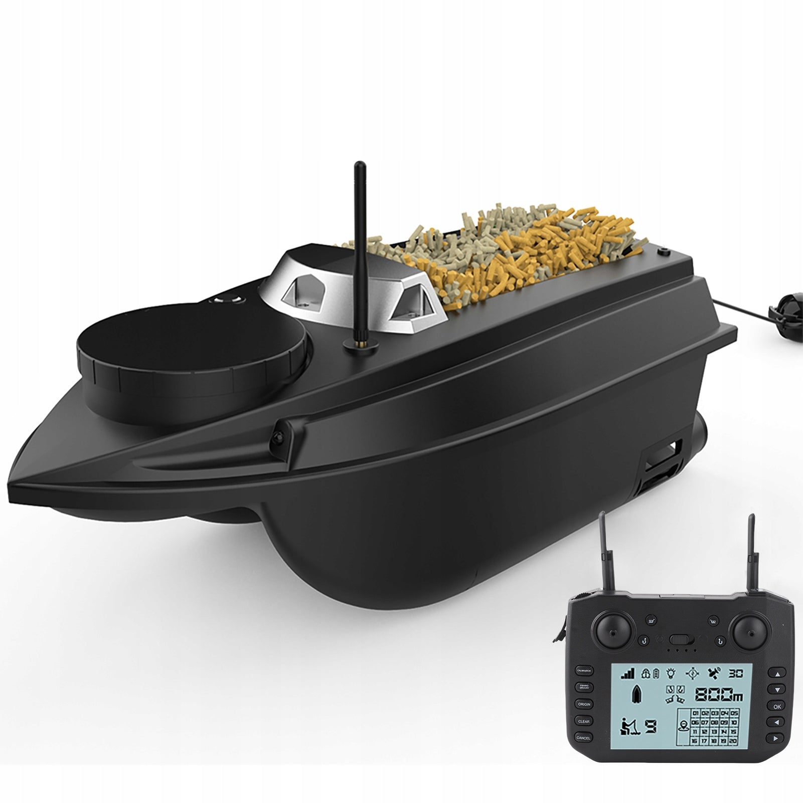 GPS bait boat 800m, 9 fisheries 180 pts, 20000mAh, sonar