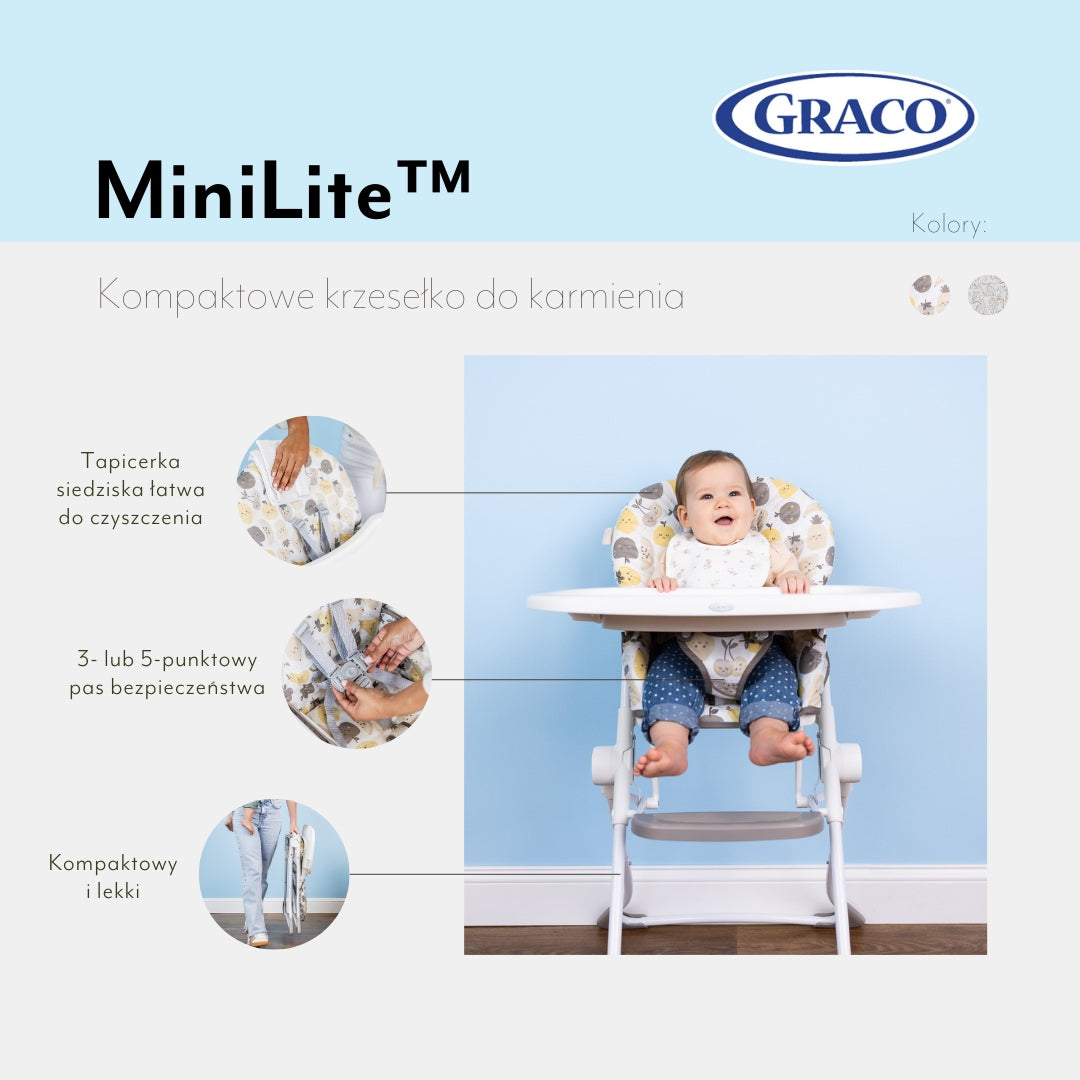 GRACO Children's high chair MINILITE ultralight and compact Brand Graco