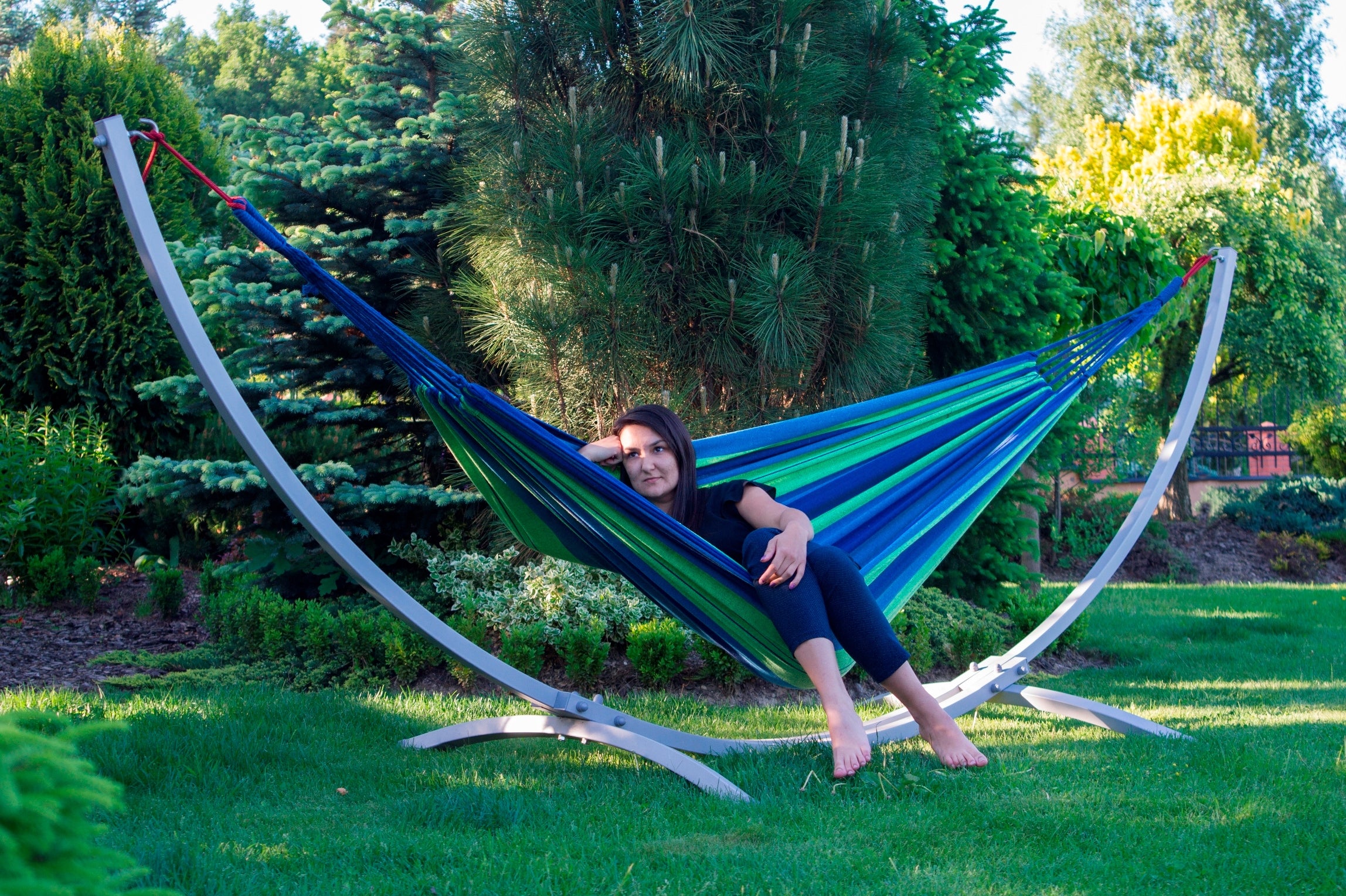 GRANDE hammock frame steel stand up to 220kg for garden hammock POTENZA Material width 120 cm