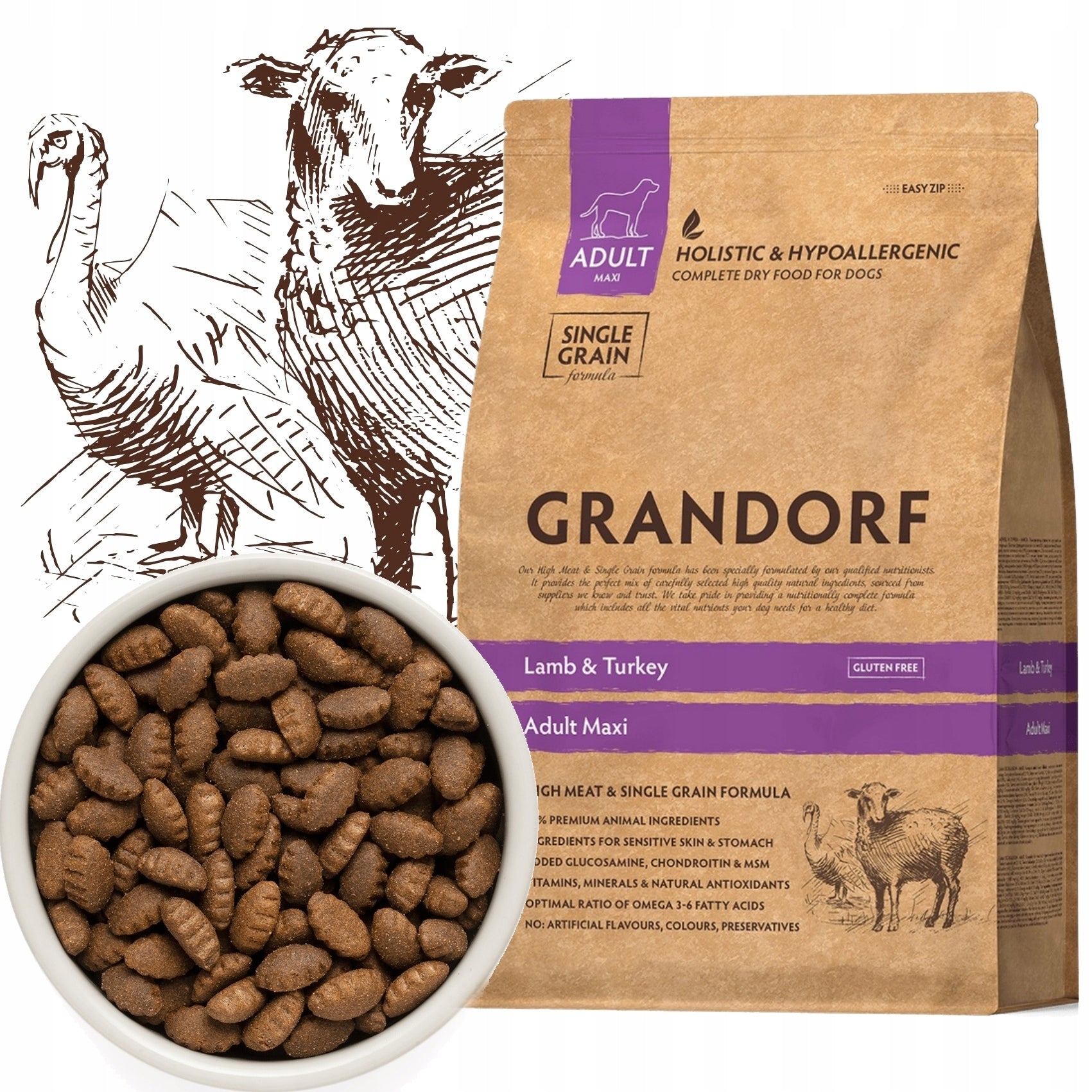 GRANDORF LAMB TURKEY MAXI ADULT LAMB TURKEY DOG FOOD 10kg
