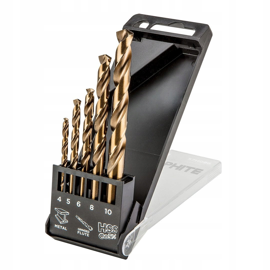 GRAPHITE 5x HSS-Co metal drill bits with cobalt addition 4.0-10mm 57H086