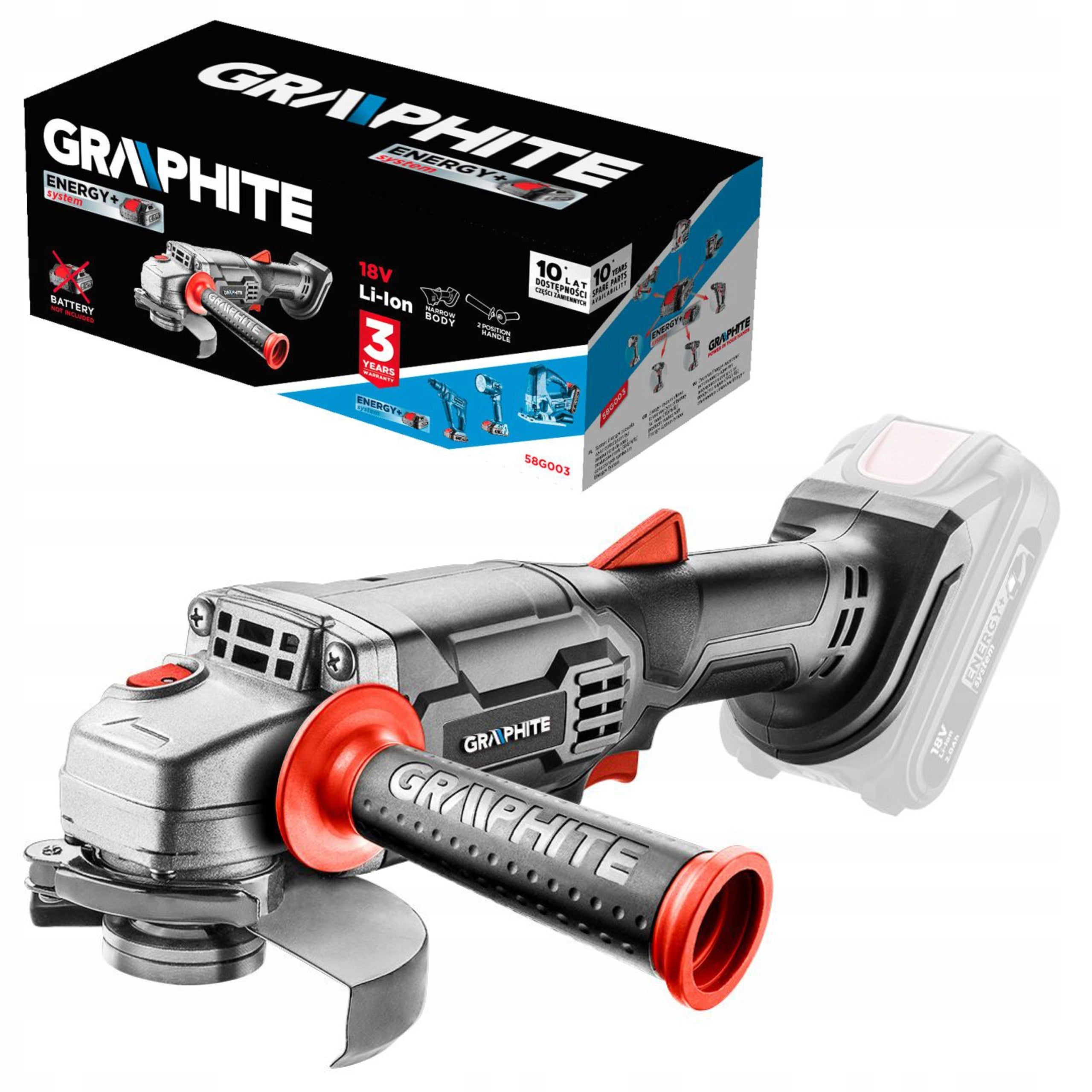 GRAPHITE ANGLE GRINDER CORDLESS POLISHER 18V LI-ION 58G003 ENERGY+