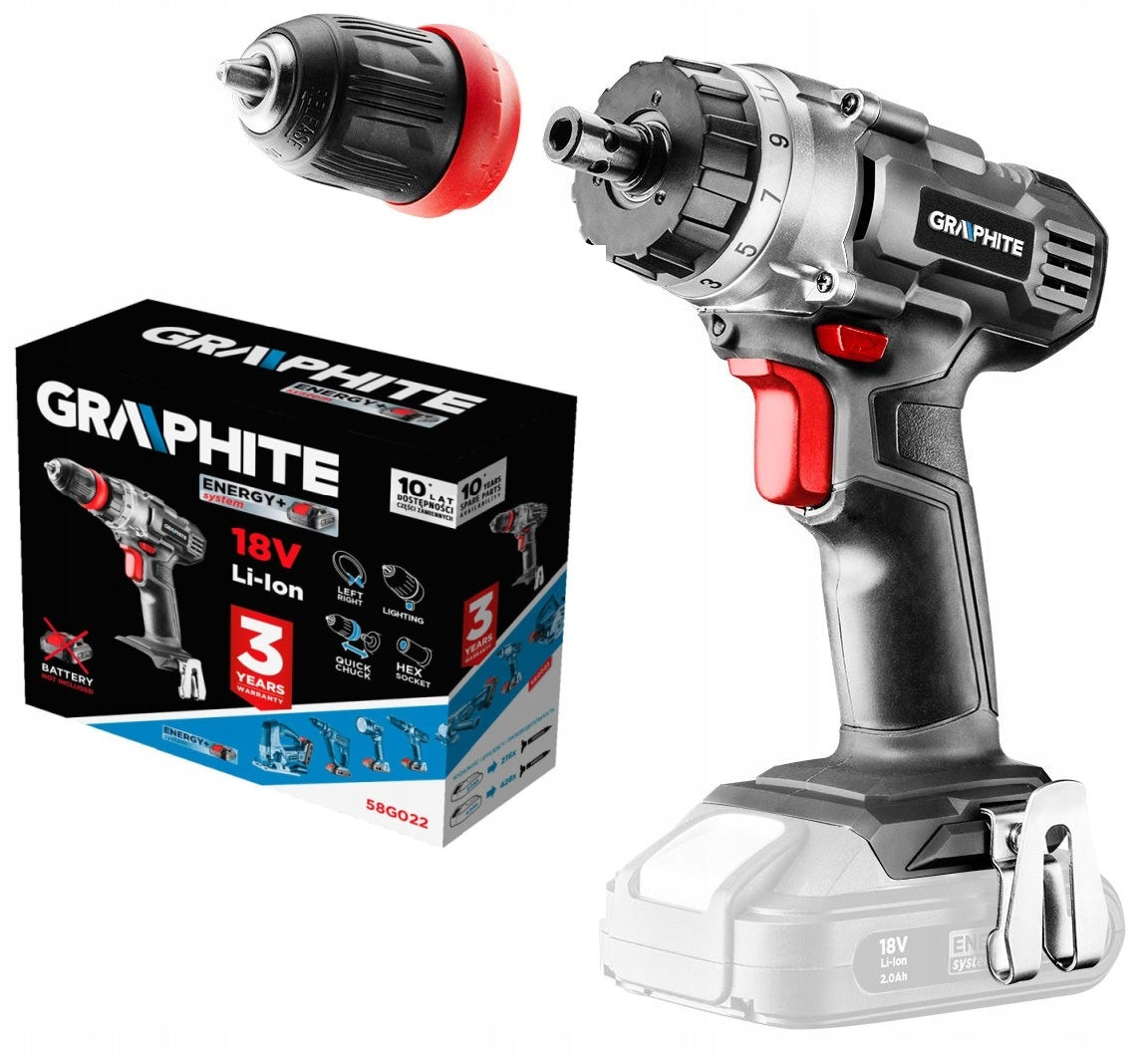GRAPHITE CORDLESS SCREWDRIVER ENERGY+ 18V SOLO WITHOUT AKU 58G022