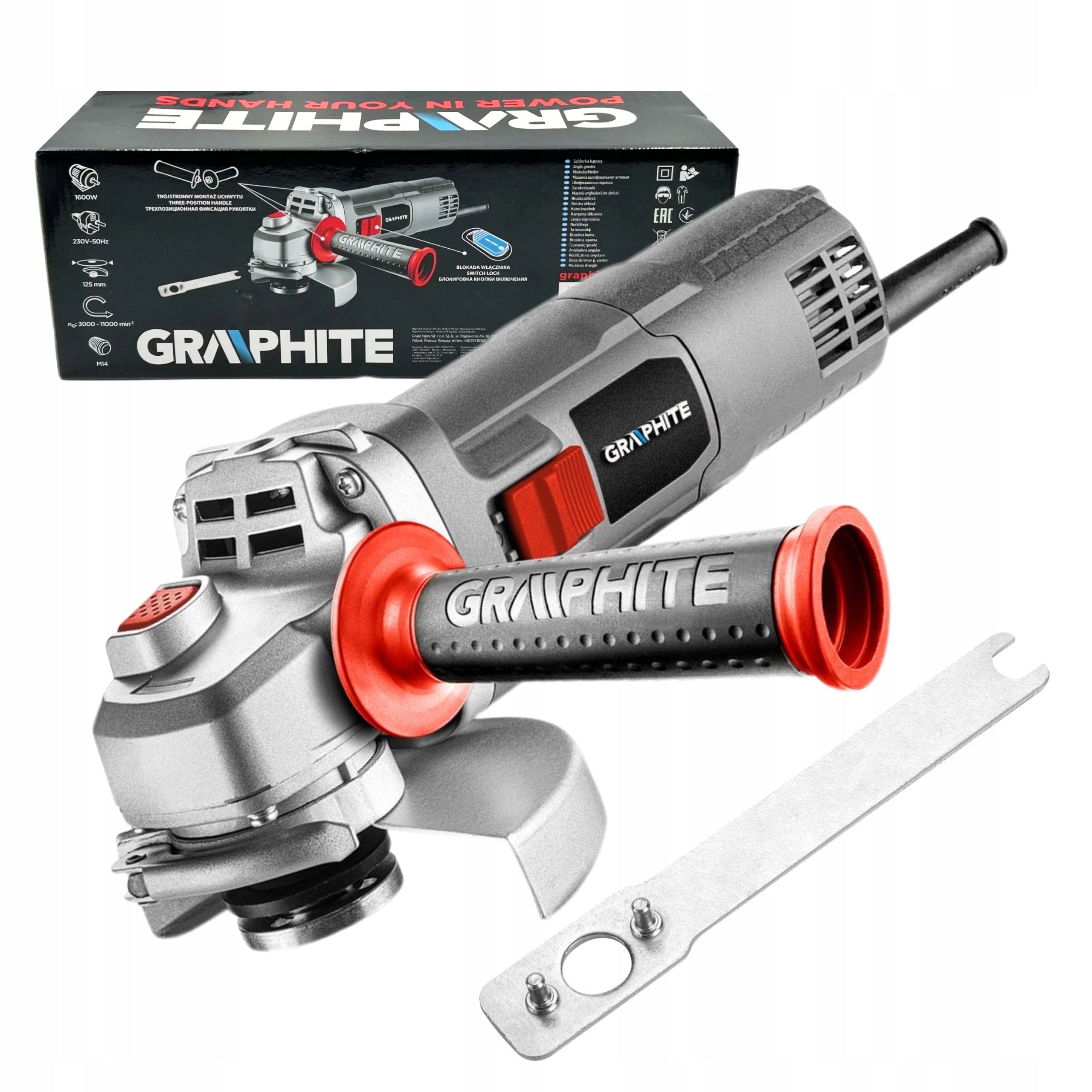 GRAPHITE NETWORK ANGLE GRINDER 1600W 125x22.2 mm 3000-11000rpm 59G188