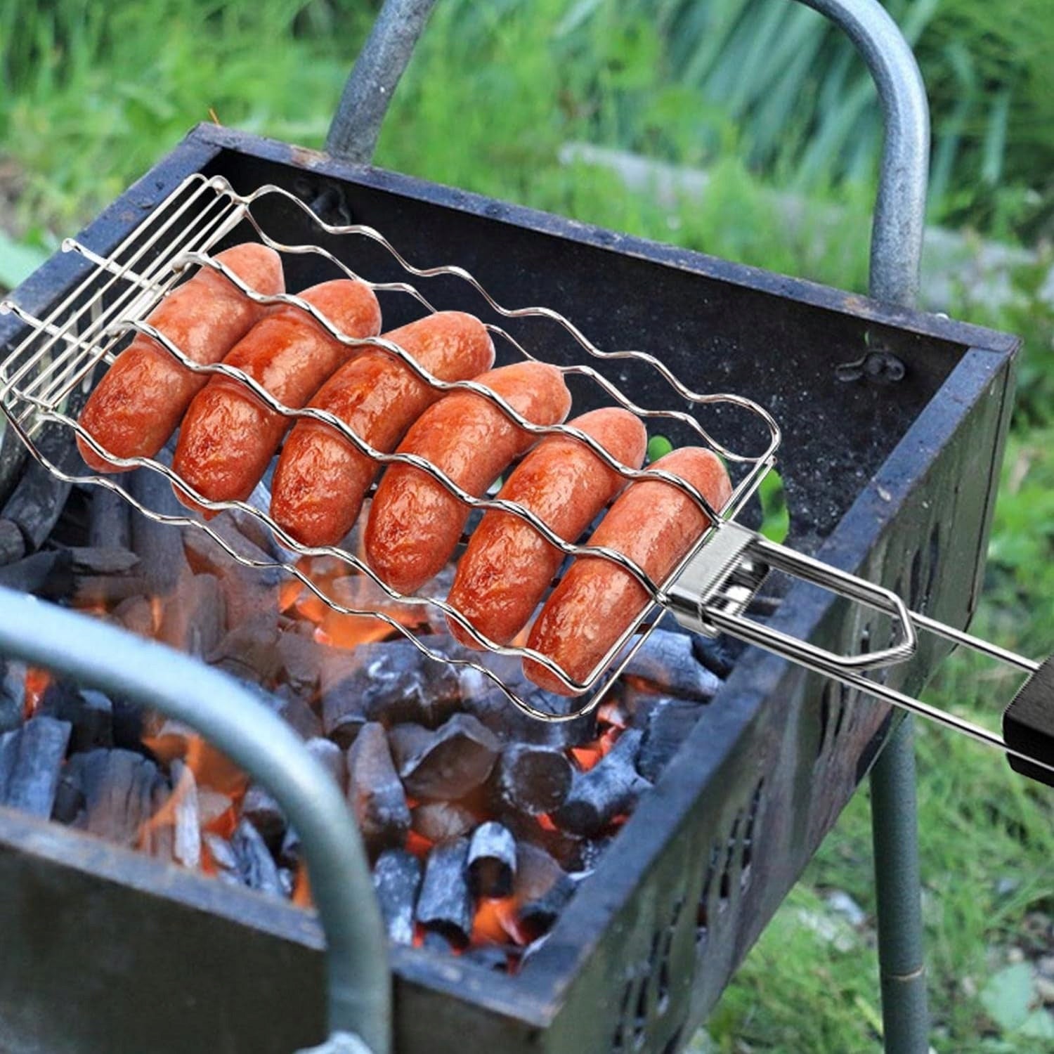 GRATE GRILLING SAUSAGE HOLDER 5 SAUSAGE BBQ Steel Manufacturer no brand