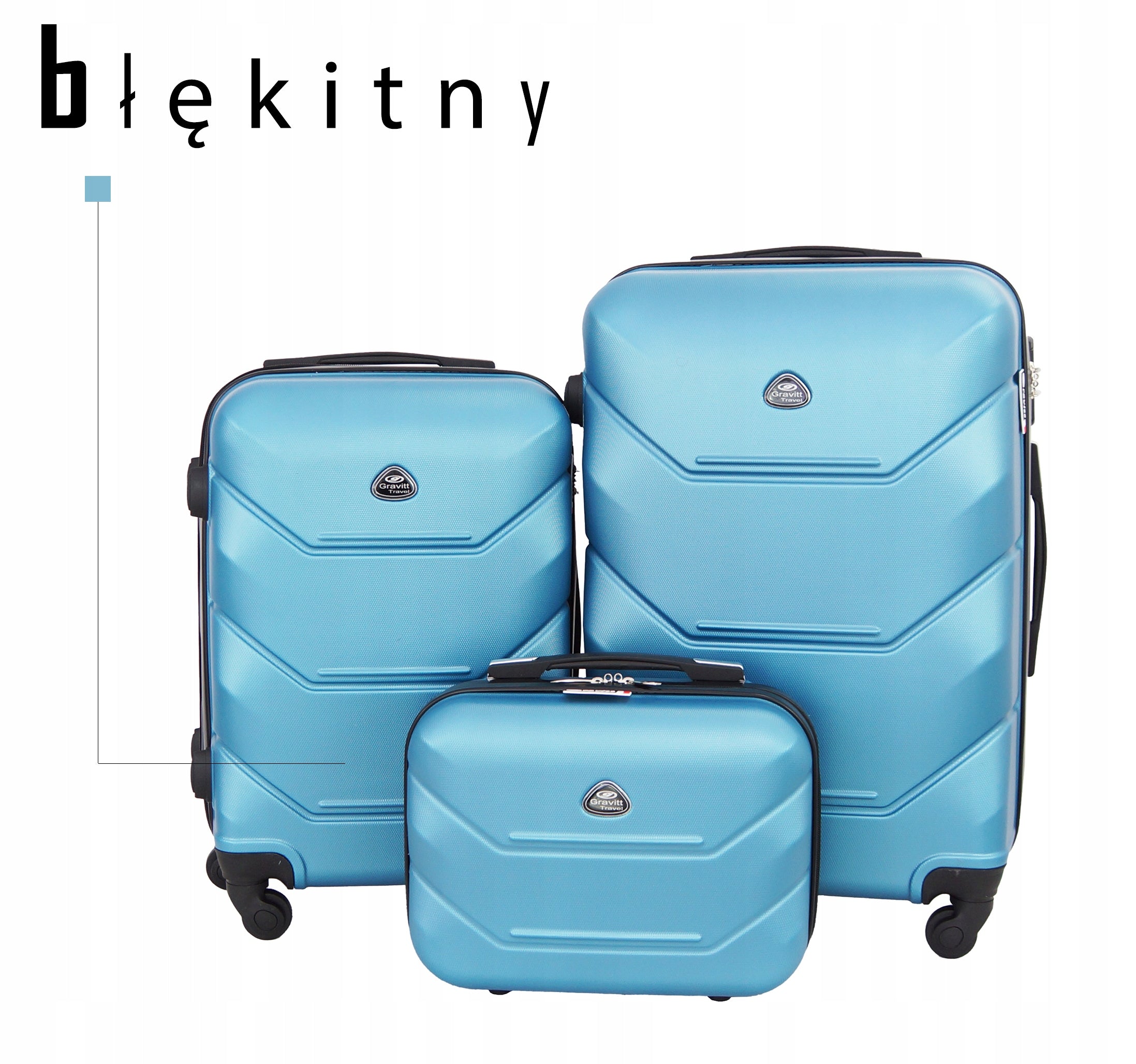 GRAVITT SUITCASE LUGGAGE SMALL SET 3in1 950 Model 950/24-20-13/D.GEEN