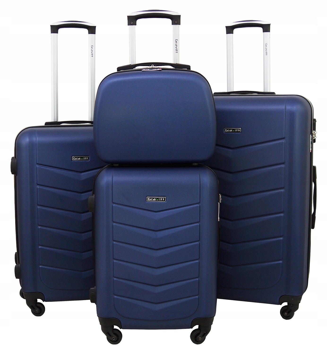 GRAVITT set of travel suitcases on wheels large medium small 4in1 ABS 602 Kind hard