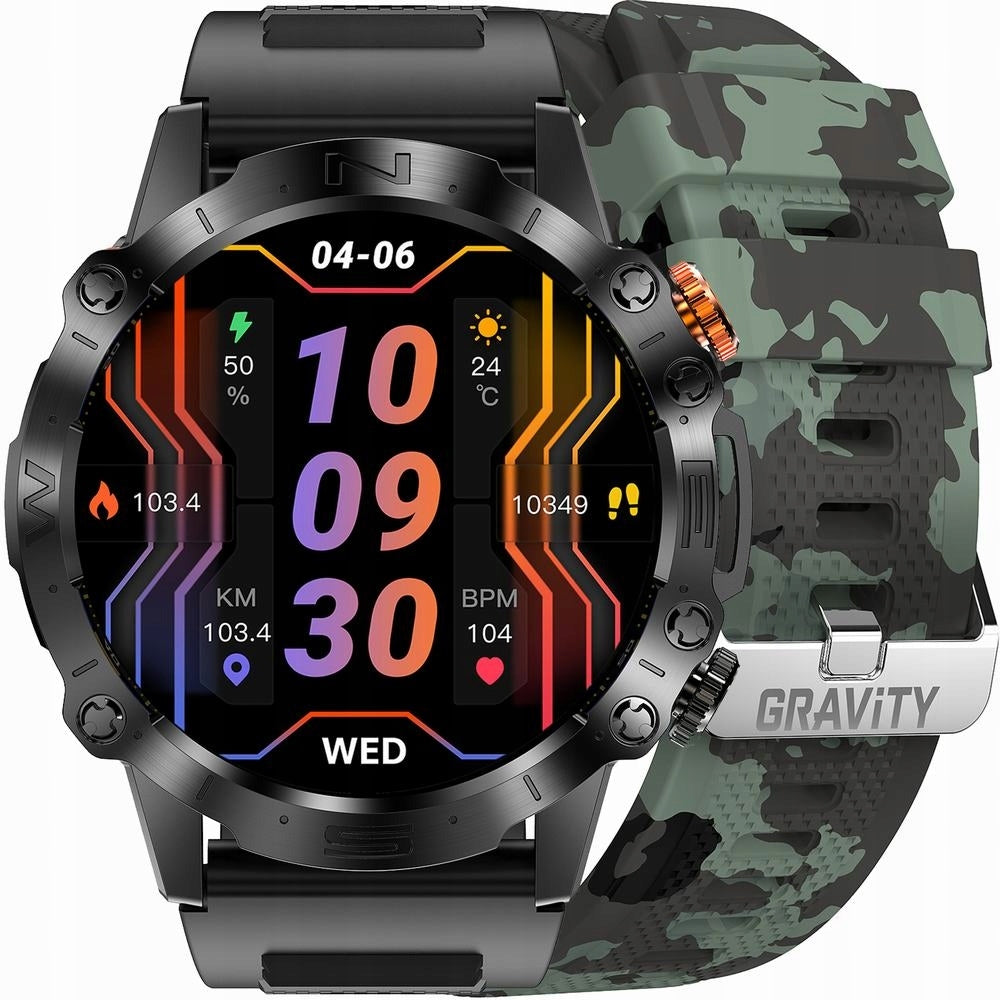 GRAVITY GT20-6 camo military men's smartwatch with talk function TWO STRIPES Strap material other