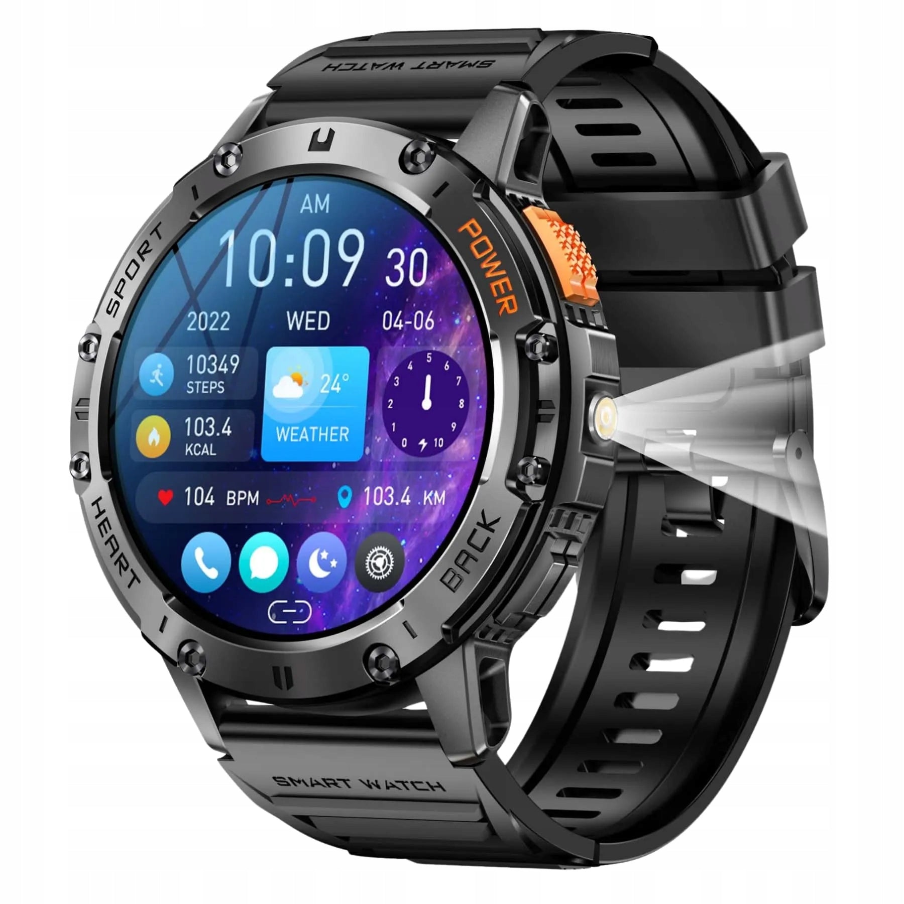 GRAVITY GT22-3 black men's smartwatch for talking to a flashlight Model other