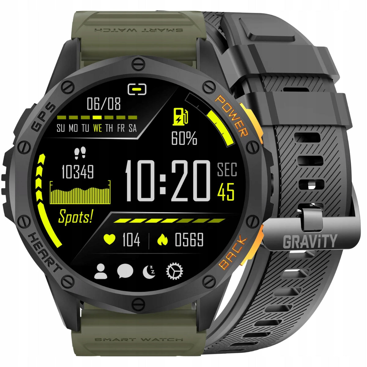 GRAVITY GT24-5 black and green smartwatch for compass calls