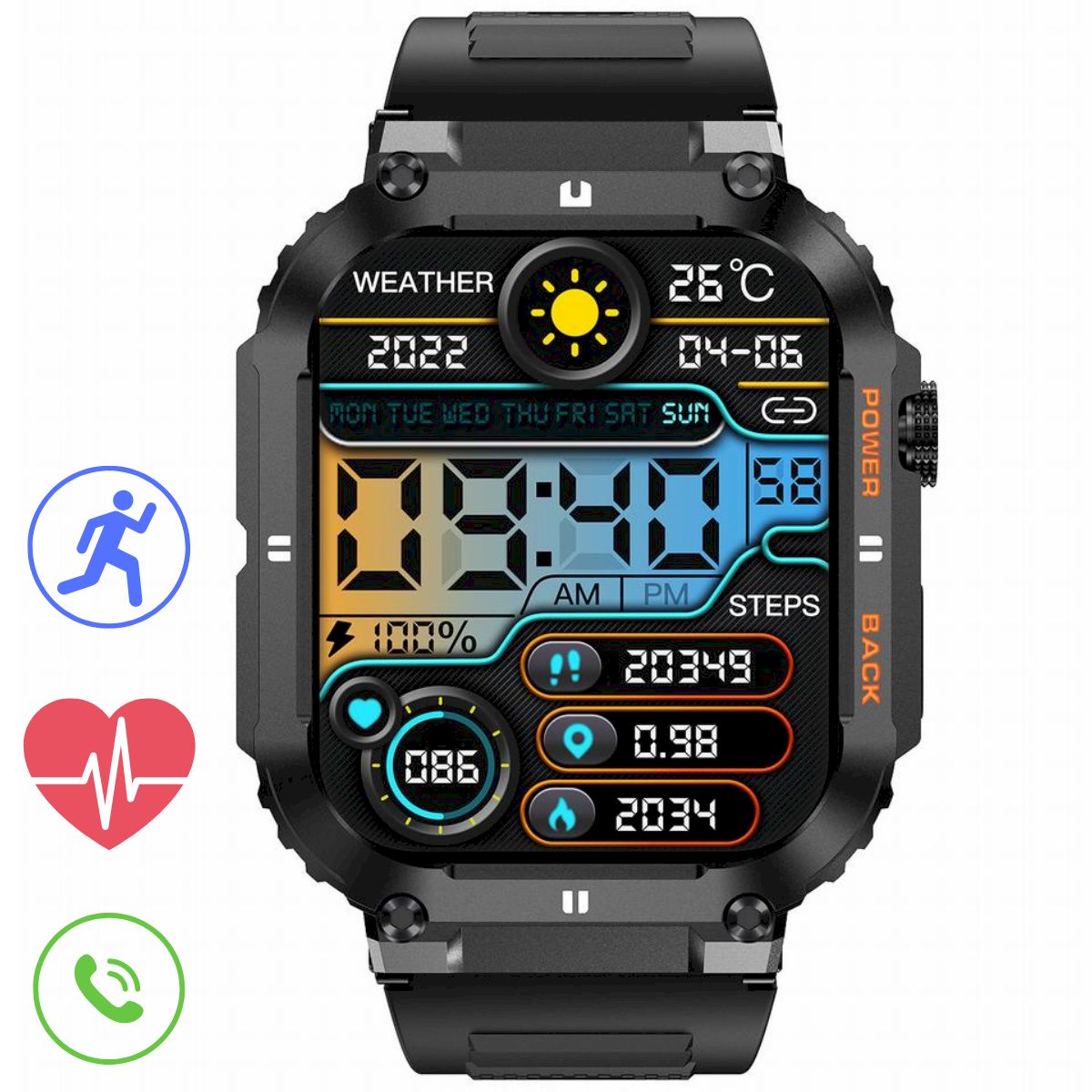 GRAVITY GT6-1 black smartwatch strap