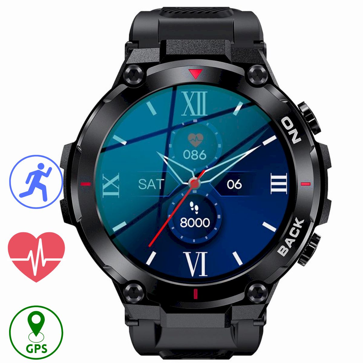GRAVITY GT8-1 black men's smartwatch with GPS