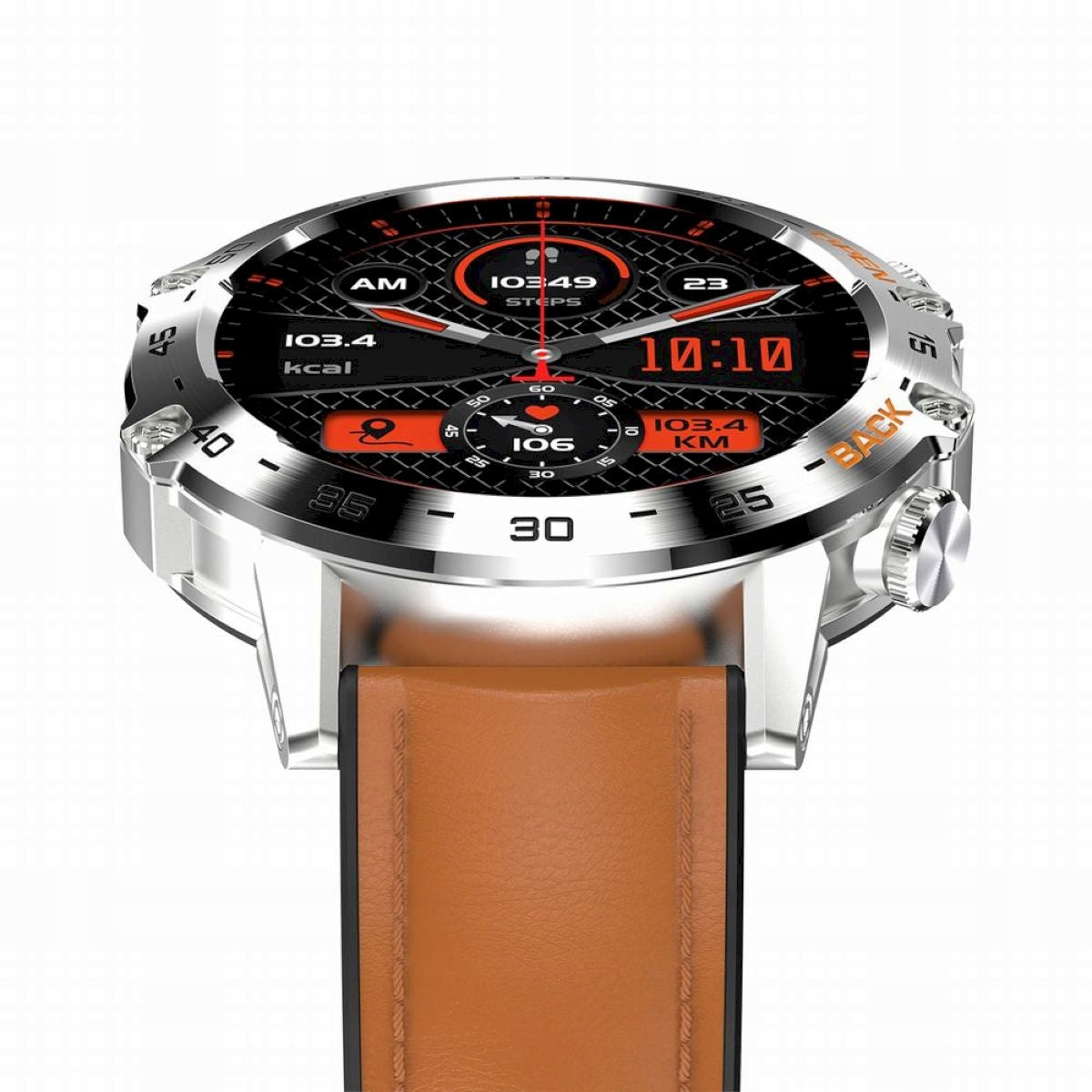 GRAVITY GT9-8 silver-brown strap leather smartwatch for men with talk function Brand Gravity