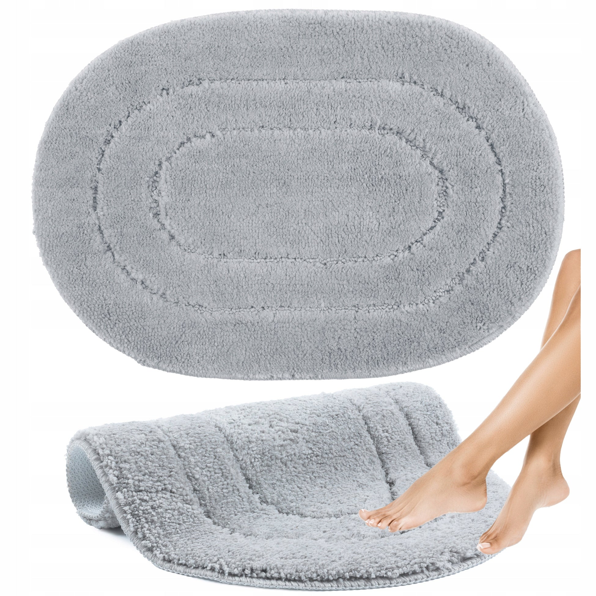 GRAY BATHROOM rug, ANTI-SLIP, WASHABLE, SOFT, ABSORBENT, 40x60CM Brand e-floor