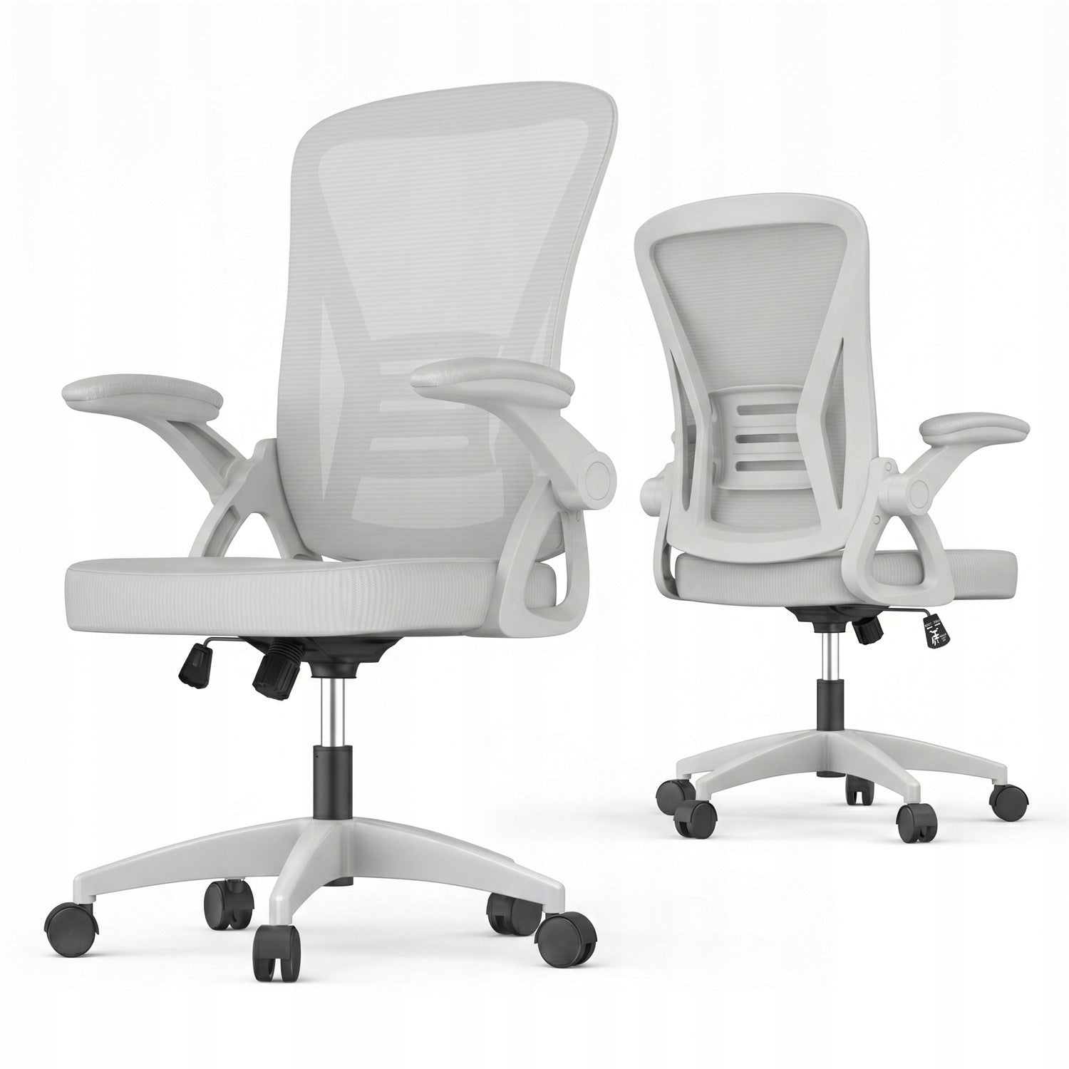 GRAY MESH SWIVEL OFFICE CHAIR WITH ADJUSTABLE LUMBAR SUPPORT