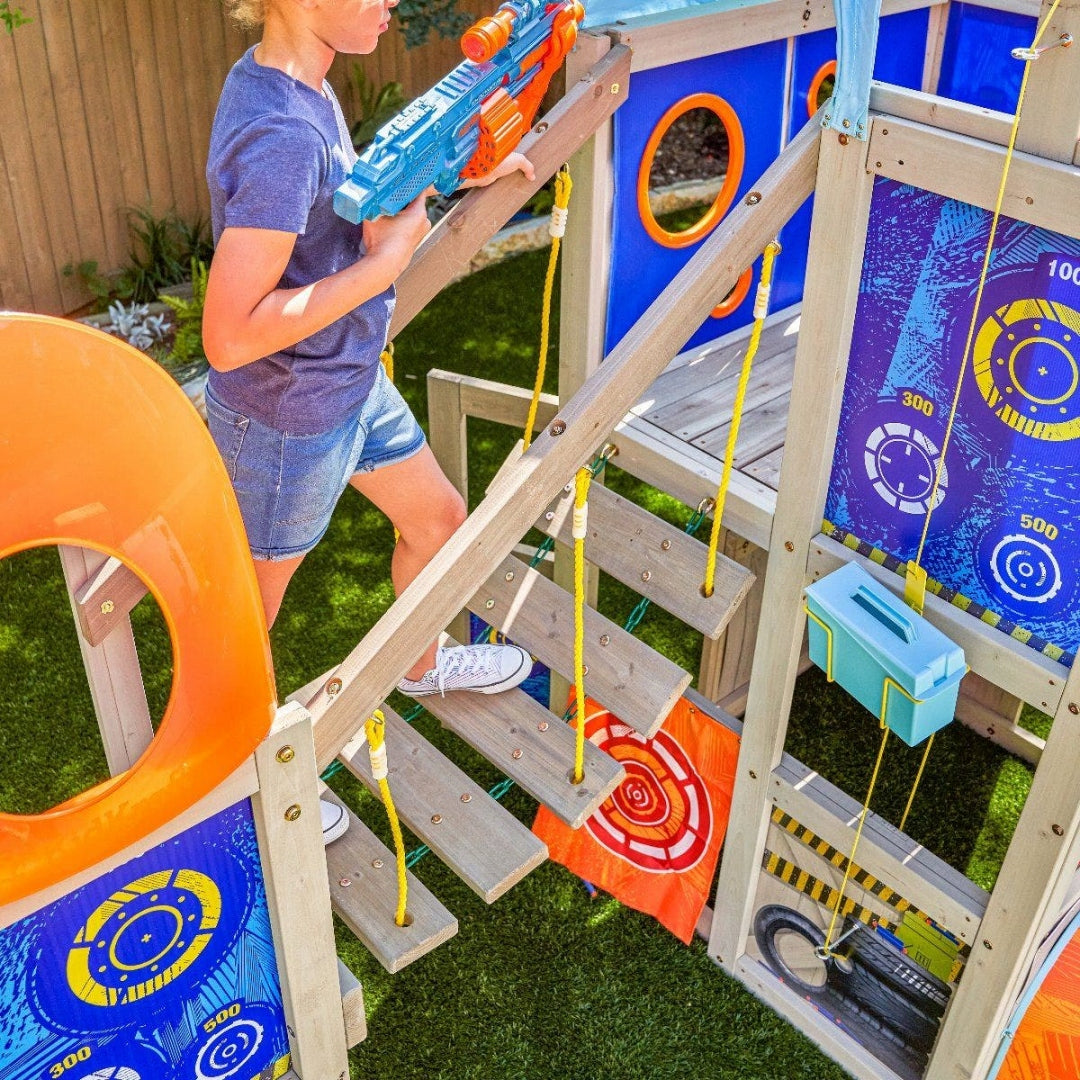 GREAT Square Toys NERF Wooden BRIDGE CLIMBING WALL 444x168x249cm Manufacturer code KidKraft Nerf