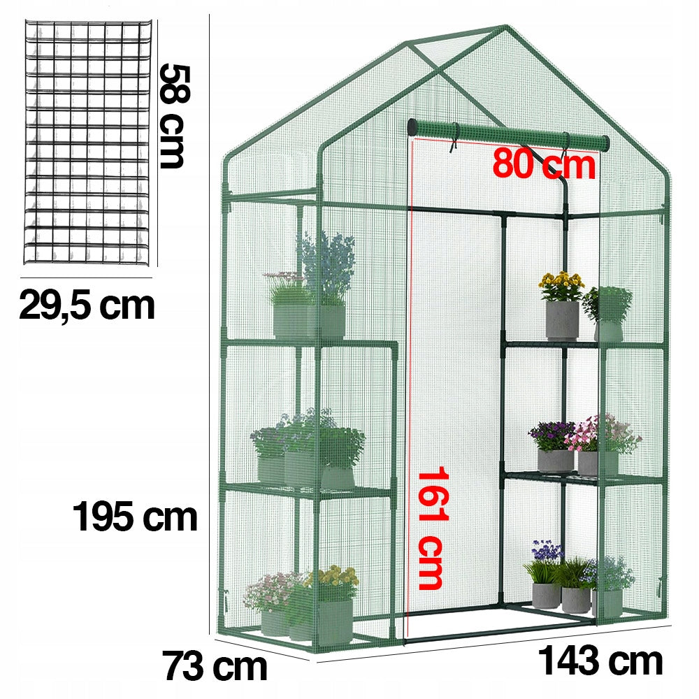 GREENHOUSE BALCONY GARDEN FOIL SMALL MINI FOIL TUNNEL 195x143x73 cm Product height 195 cm