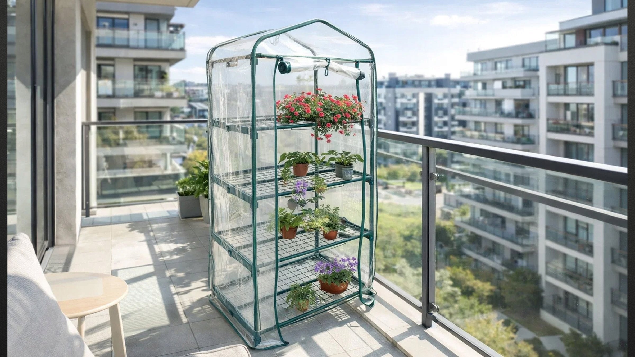 GREENHOUSE GARDEN BALCONY TERRACE FOR BALCONY 70x60x160CM FOIL LOCKABLE Packaging status original