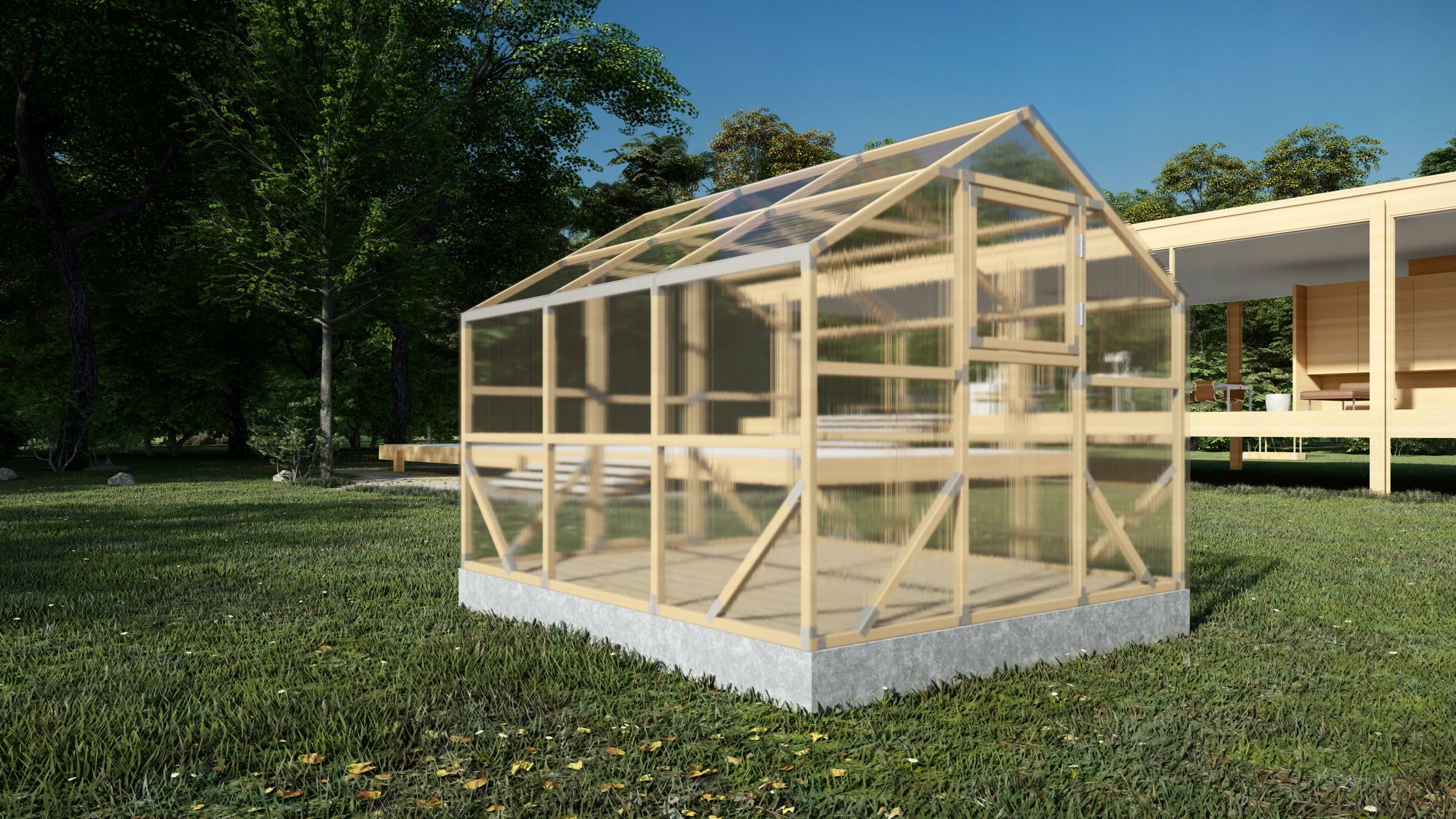 GREENHOUSE GARDEN TUNNEL COTTAGE - SOLID WOOD + POLYCARBONATE - 3 m x 2,6 m Width 2.6 m
