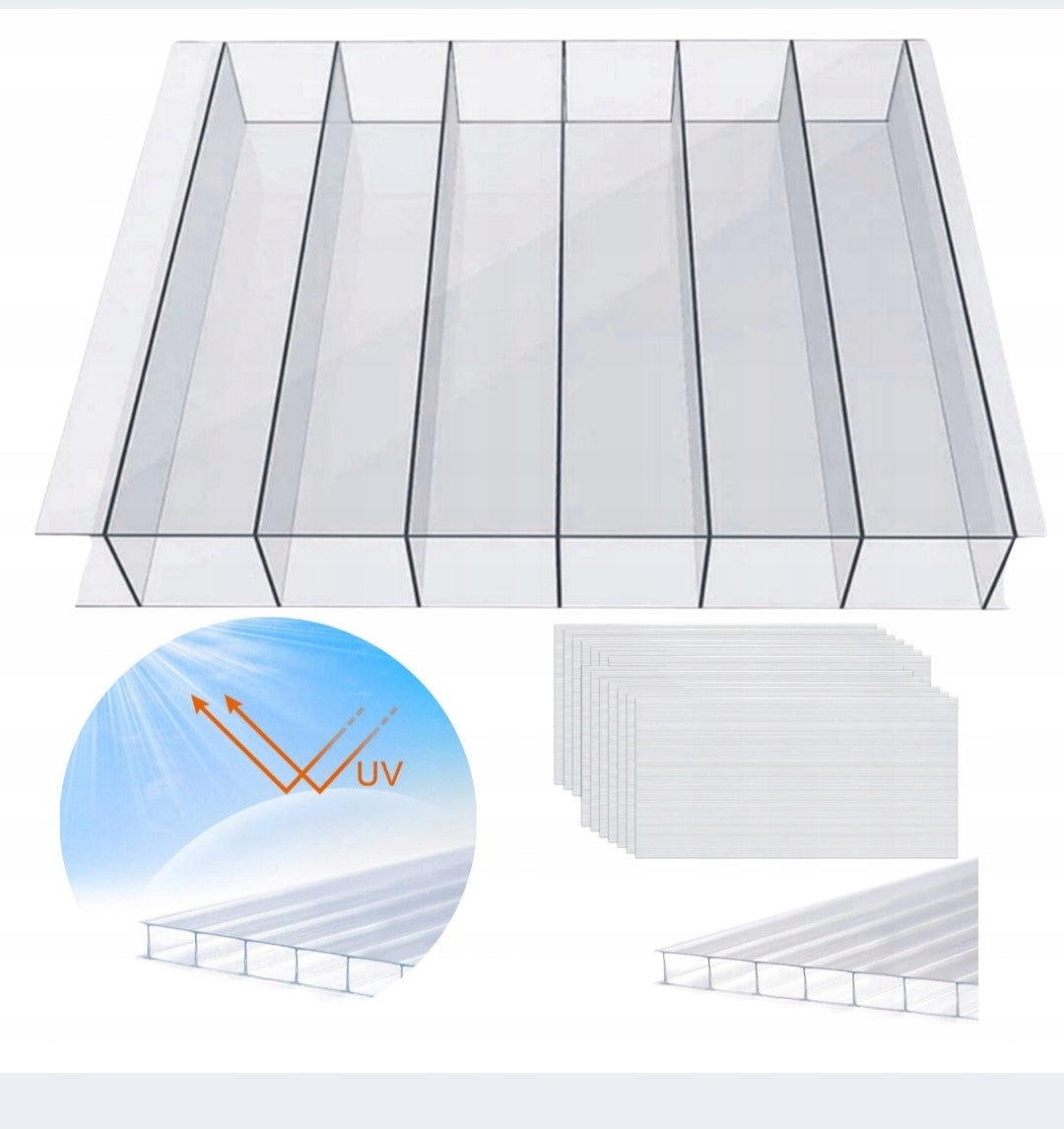 GREENHOUSE KOMBI 3x6 WITH FOIL AND POLYCARBONATE - GALVANIZED FRAME 20X20 Width 3.26 m
