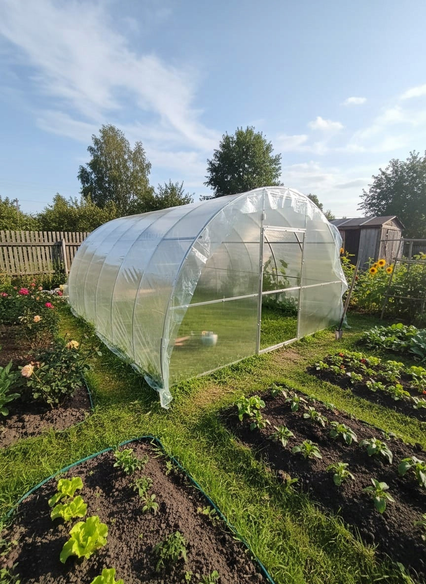 GREENHOUSE KOMBI 3x6 WITH FOIL AND POLYCARBONATE - GALVANIZED FRAME 20X20