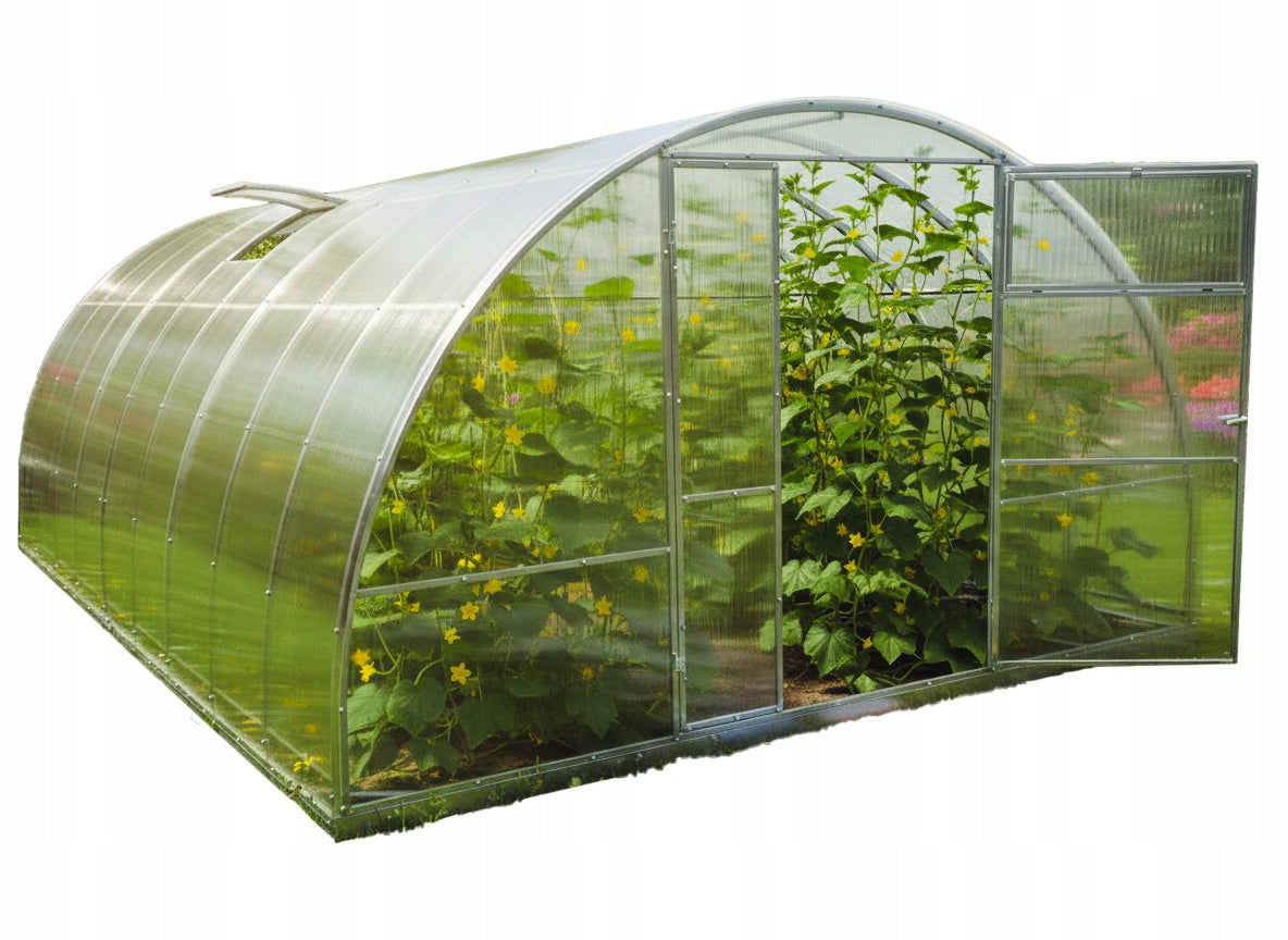 GREENHOUSE MADE OF POLYCARBONATE 6mm 3,5x12 m ZINC 40x20mm