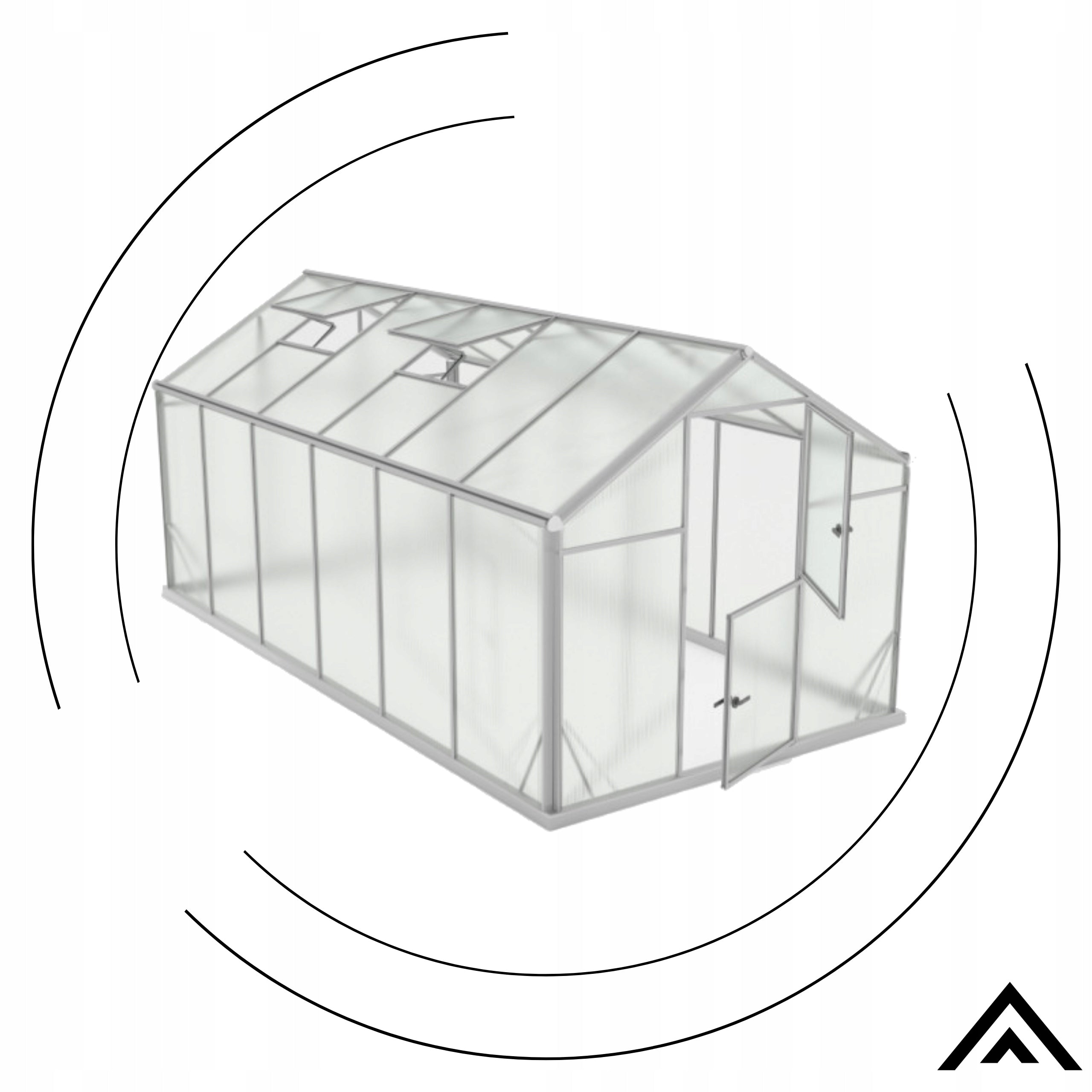 GREENHOUSE POLYCARBONATE GARDEN COTTAGE TUNNEL ROOF WINDOWS 4,30X2,20X2,15cm Manufacturer HAGE