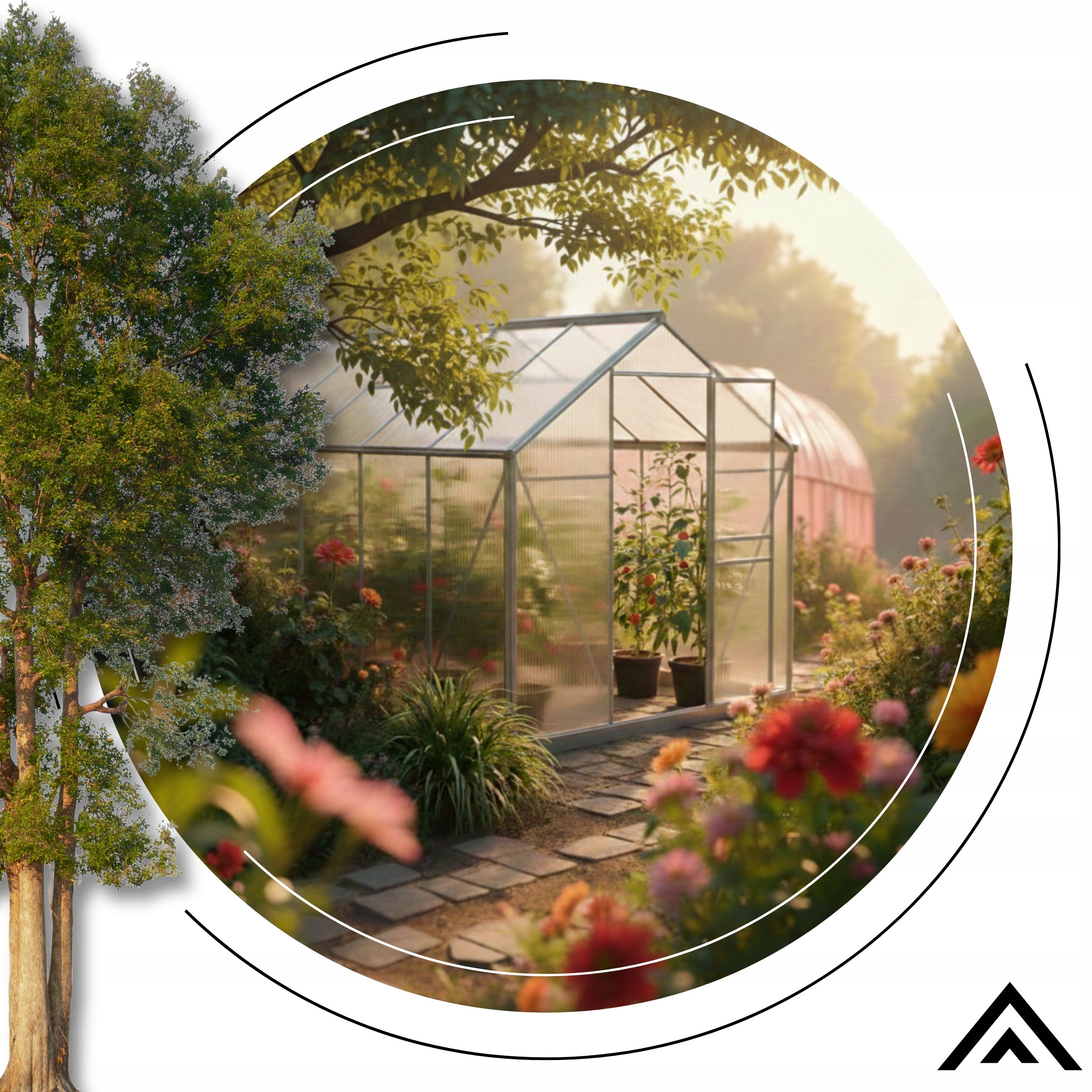 GREENHOUSE POLYCARBONATE GARDEN COTTAGE TUNNEL ROOF WINDOWS 4,30X2,20X2,15cm Width 4.3 m
