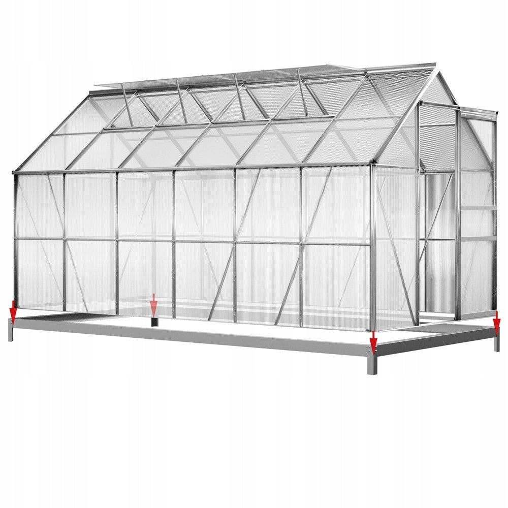 GREENHOUSE POLYCARBONATE GARDEN TUNNEL 4mm 1,9x3,7m STRONG 3x6 with foundation Width 1.9 m