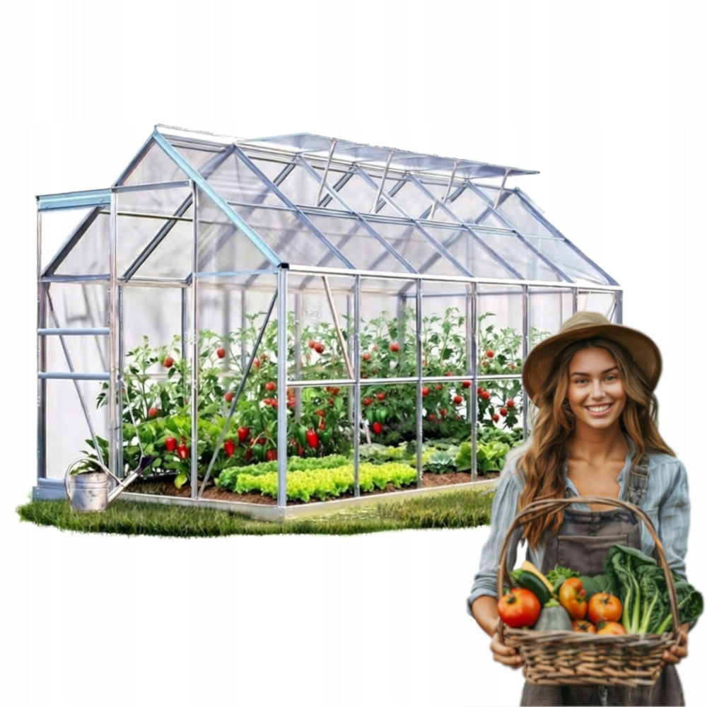 GREENHOUSE POLYCARBONATE GARDEN TUNNEL 4mm 1,9x3,7m STRONG 3x6 with foundation