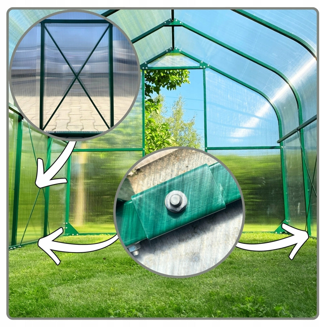GREENHOUSE POLYCARBONATE TUNNEL 12M2 300X400 PTF POLAND GREEN +WINDOW INCLUDED Length 4 m