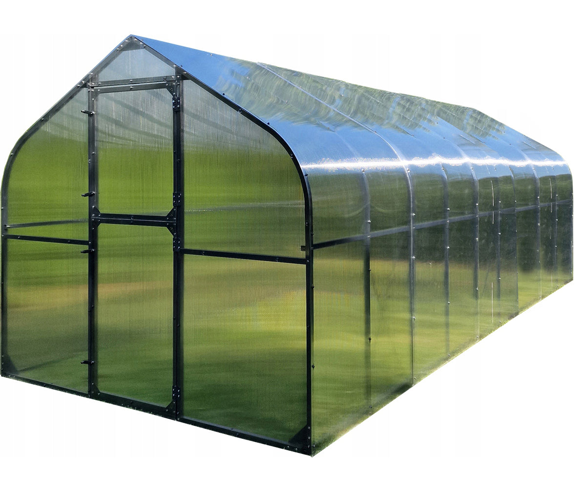 GREENHOUSE POLYCARBONATE TUNNEL 15M2 250X600 PTF POLAND ANTHRACITE GREY