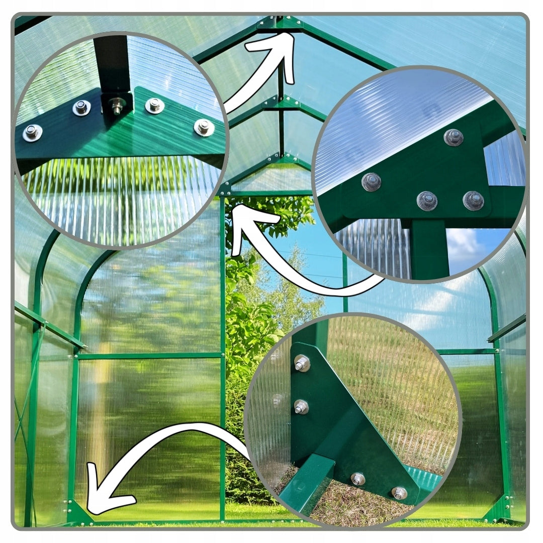 GREENHOUSE POLYCARBONATE TUNNEL 18M2 300X600 PTF POLAND GREEN +WINDOW INCLUDED Width 3 m