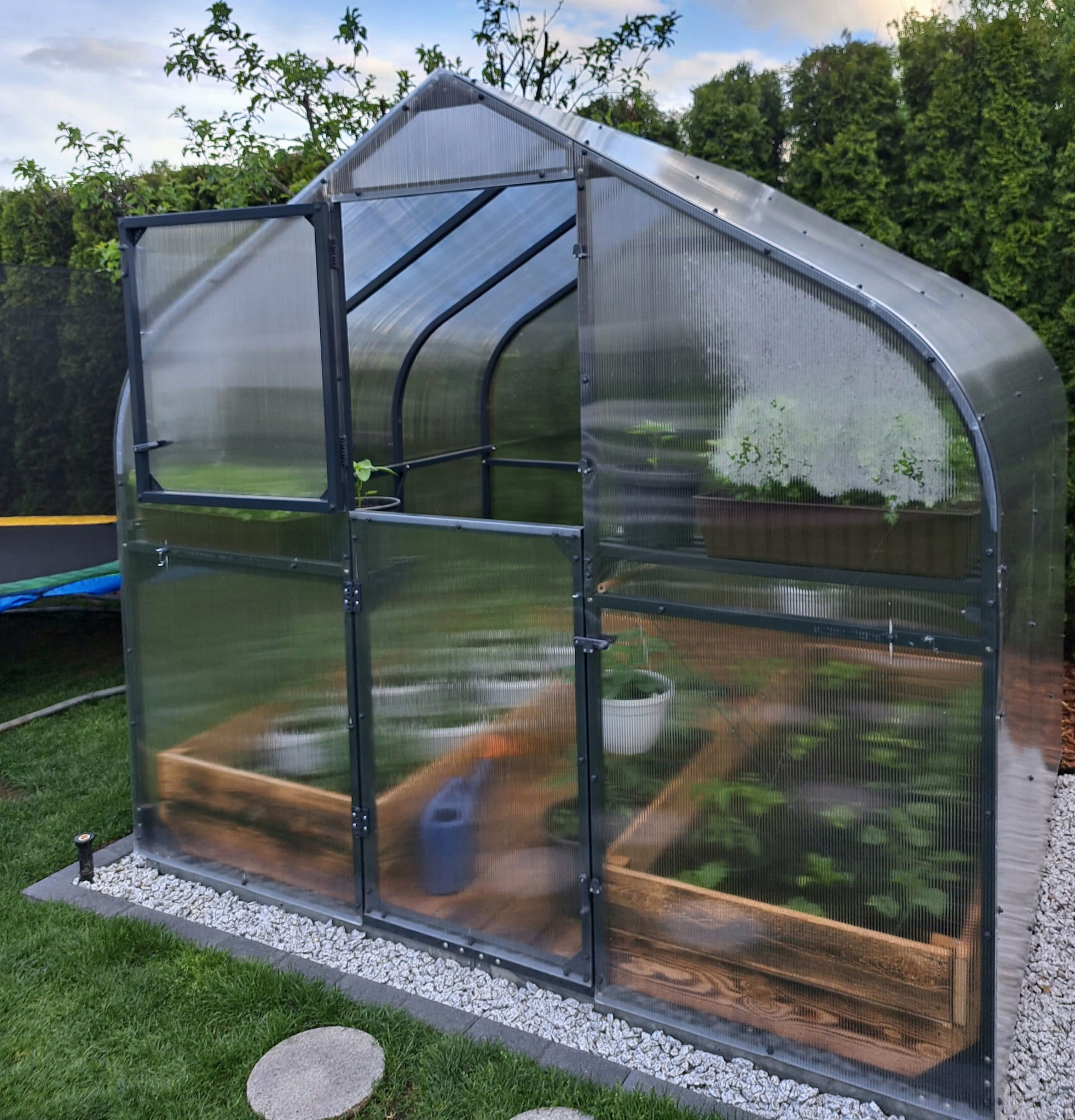 GREENHOUSE POLYCARBONATE TUNNEL 5M2 250X200 PTF POLAND ANTHRACITE GREY Packaging status original