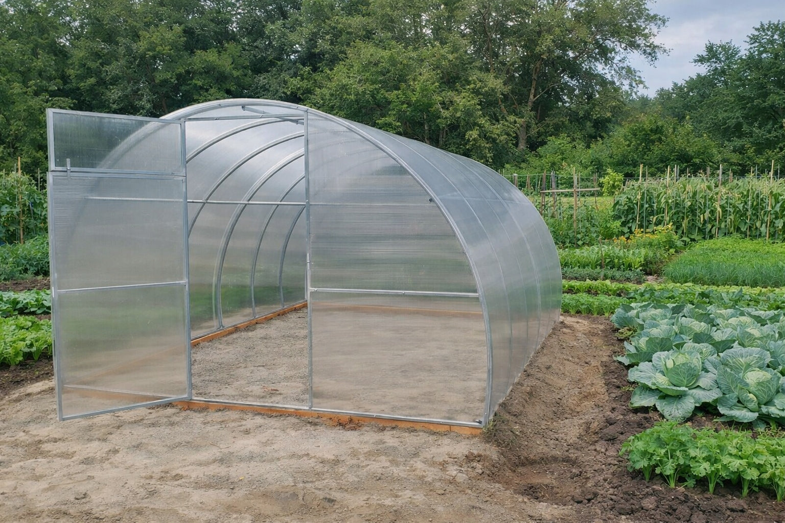 GREENHOUSE TUNNEL 3X8 WITH POLYCARBONATE 3 MM"ALISTAN 30X30"
