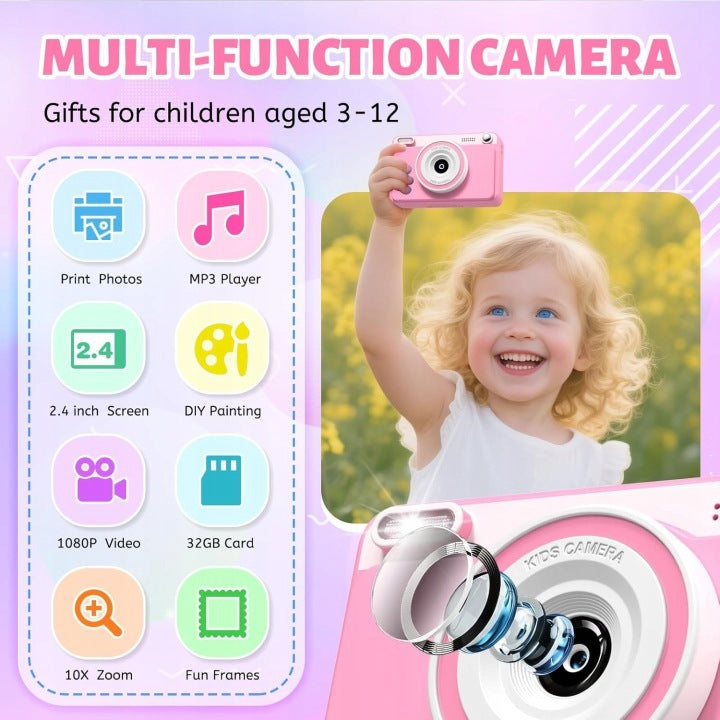GREENKINDER Instant HD Digital Camera Printer 32GB SD Blue Packaging status original