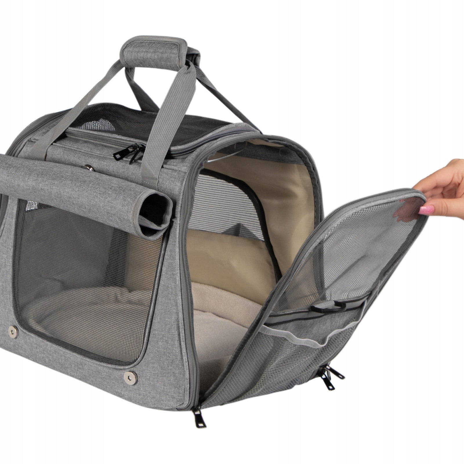 GREY CAT DOG BAG STRONG LIGHTWEIGHT COMFORTABLE WITH POCKETS AND REFLECTORS EAN (GTIN) 5905280165454