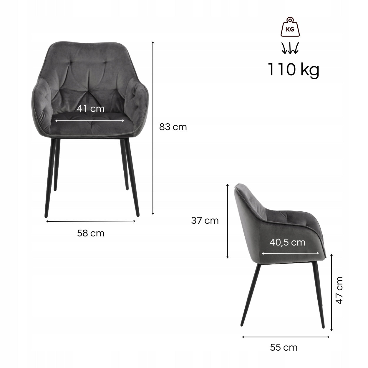 GREY CHAIR Upholstered Chair for Office Living Room with Brooke Armrests Manufacturer code 5713941114204