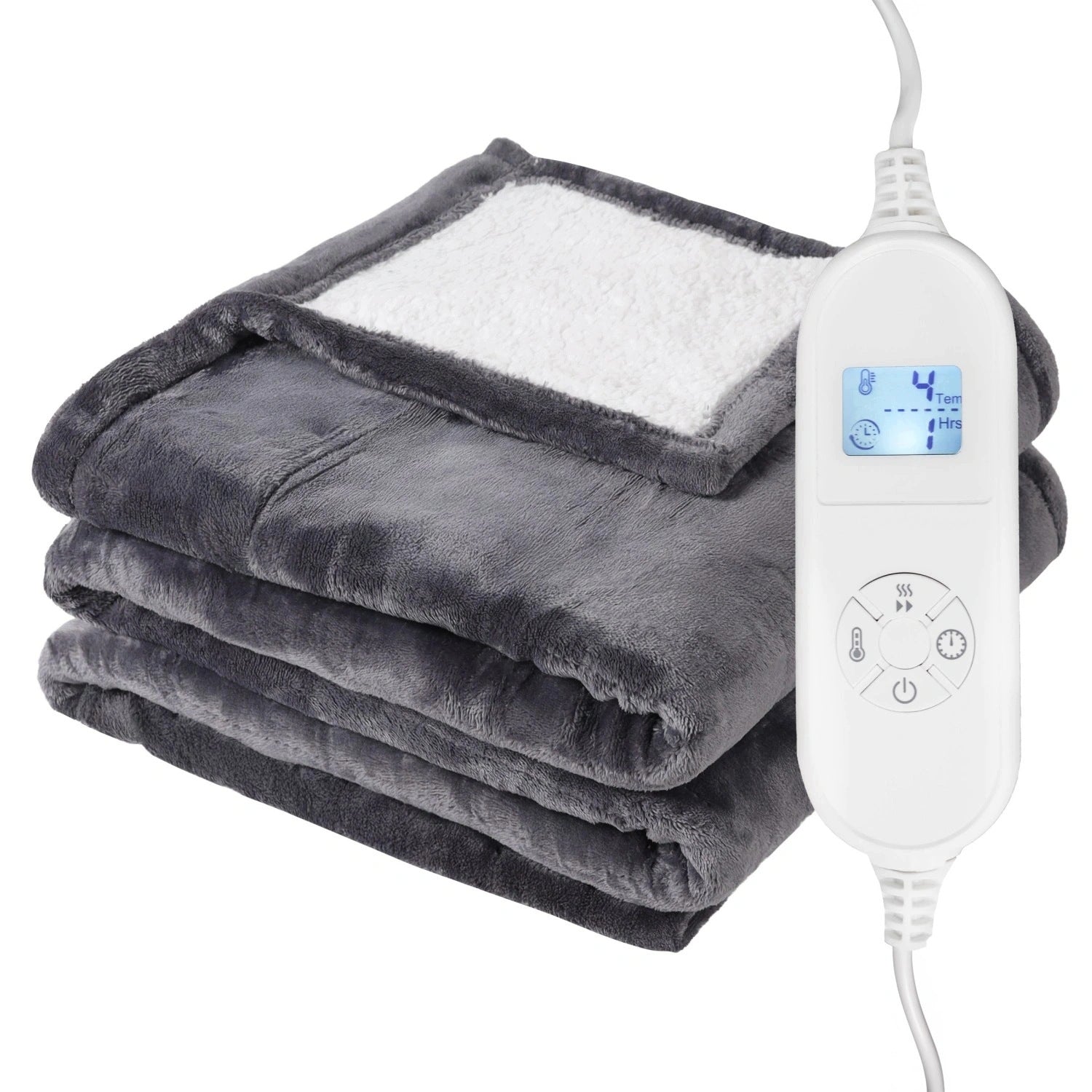 GREY ELECTRIC BLANKET - TEMPERATURE CONTROL- TIMER - 120x160 CM Packaging status original
