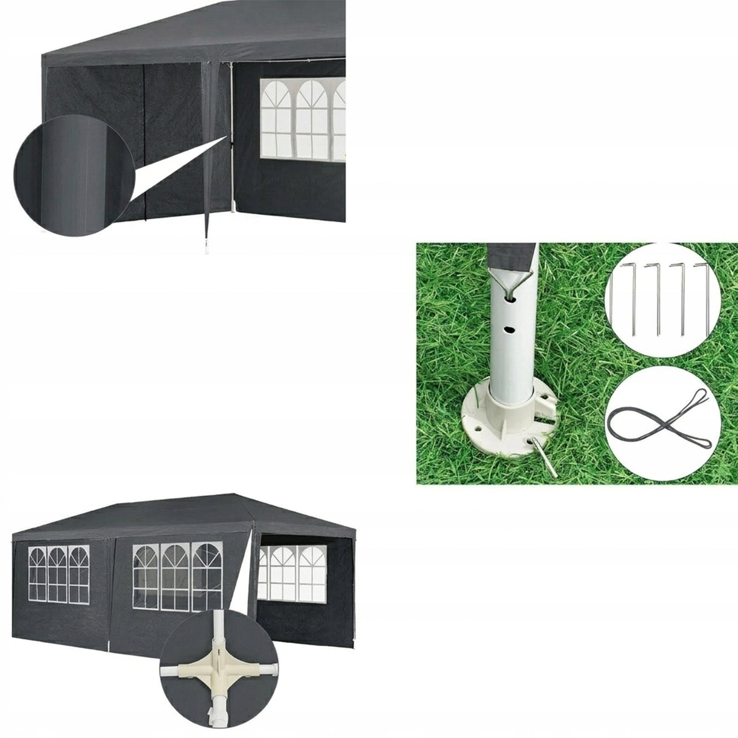 GREY GARDEN PAVILION 3X6 m + 6 WALLS TRADE PARTY TENT Manufacturer Juskys