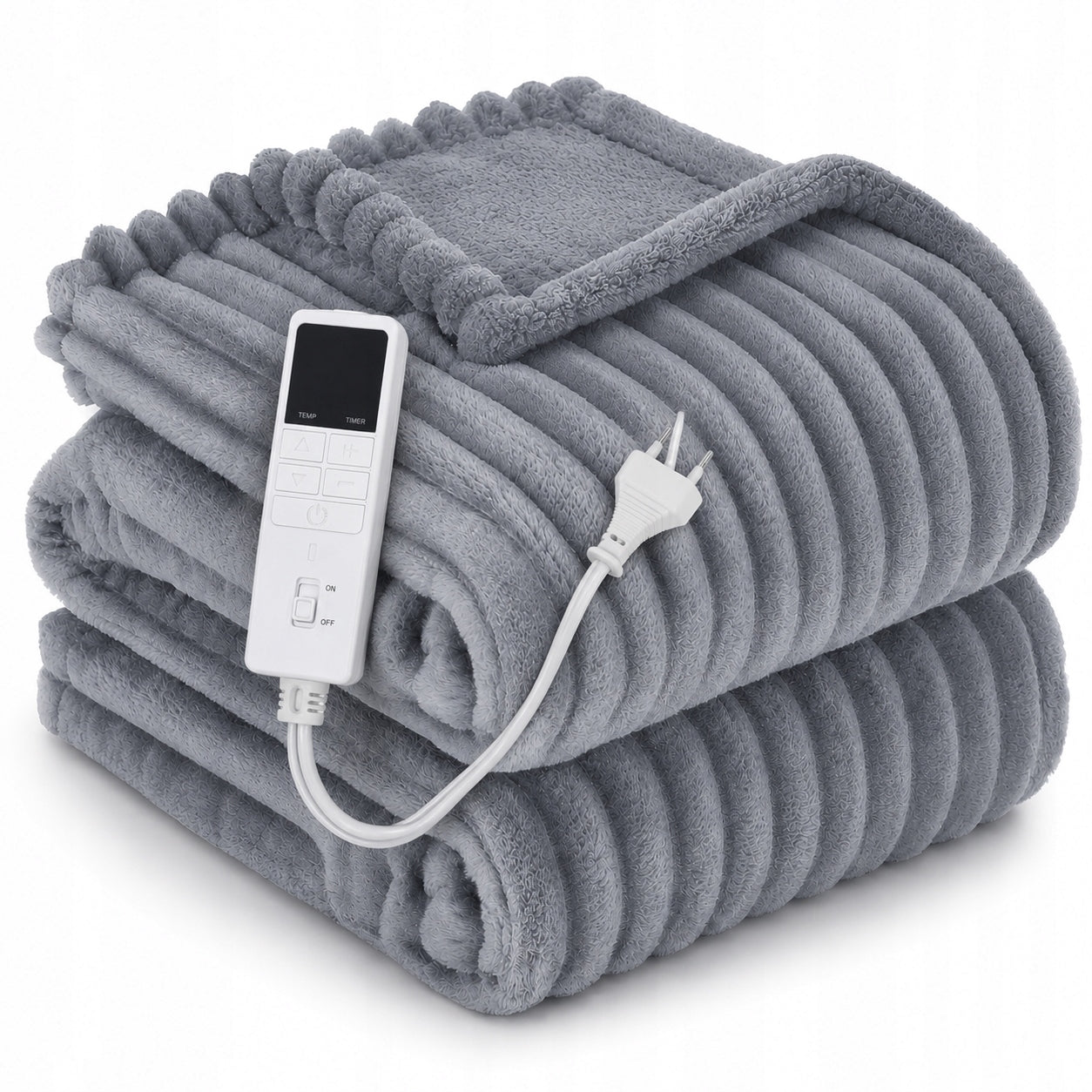 GREY HEATING COVER 130X180CM SOFT FLANNEL 6 HEATING LEVELS + TIMER