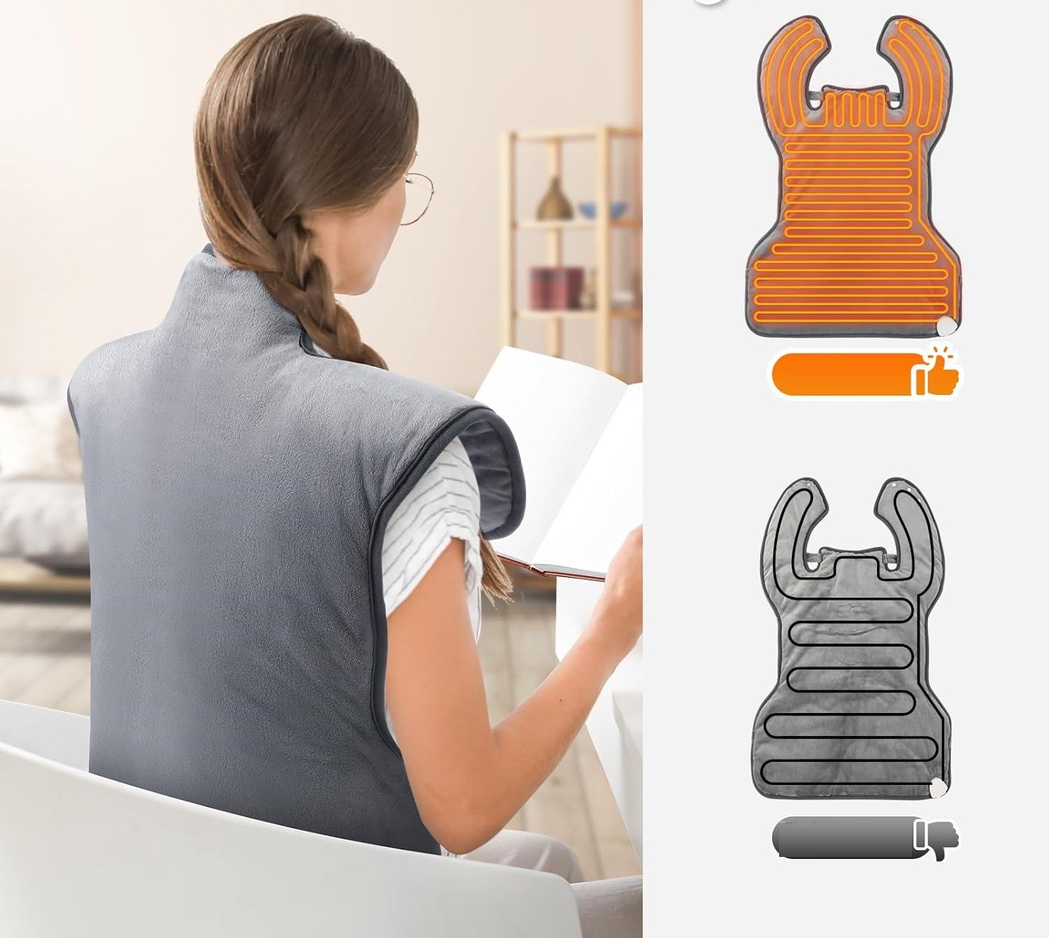 GREY HEATING PAD FOR SHOULDER AND BACK NECK PAIN 6 TEMPERATURE SETTINGS Brand no brand