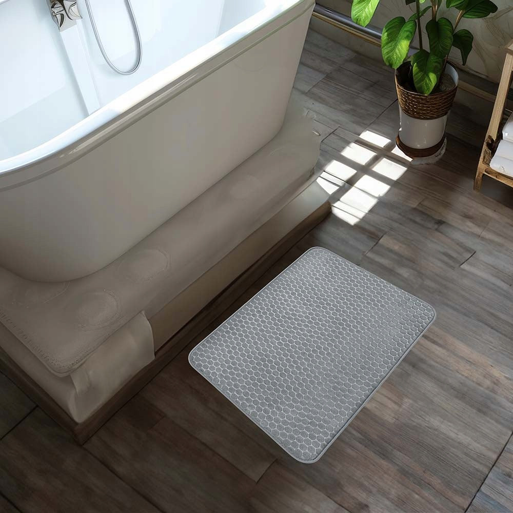 GREY RUG 50x80 CM Bathroom Toilet Soft Absorbent NON-SLIP Stylish Thickness 1.2 mm